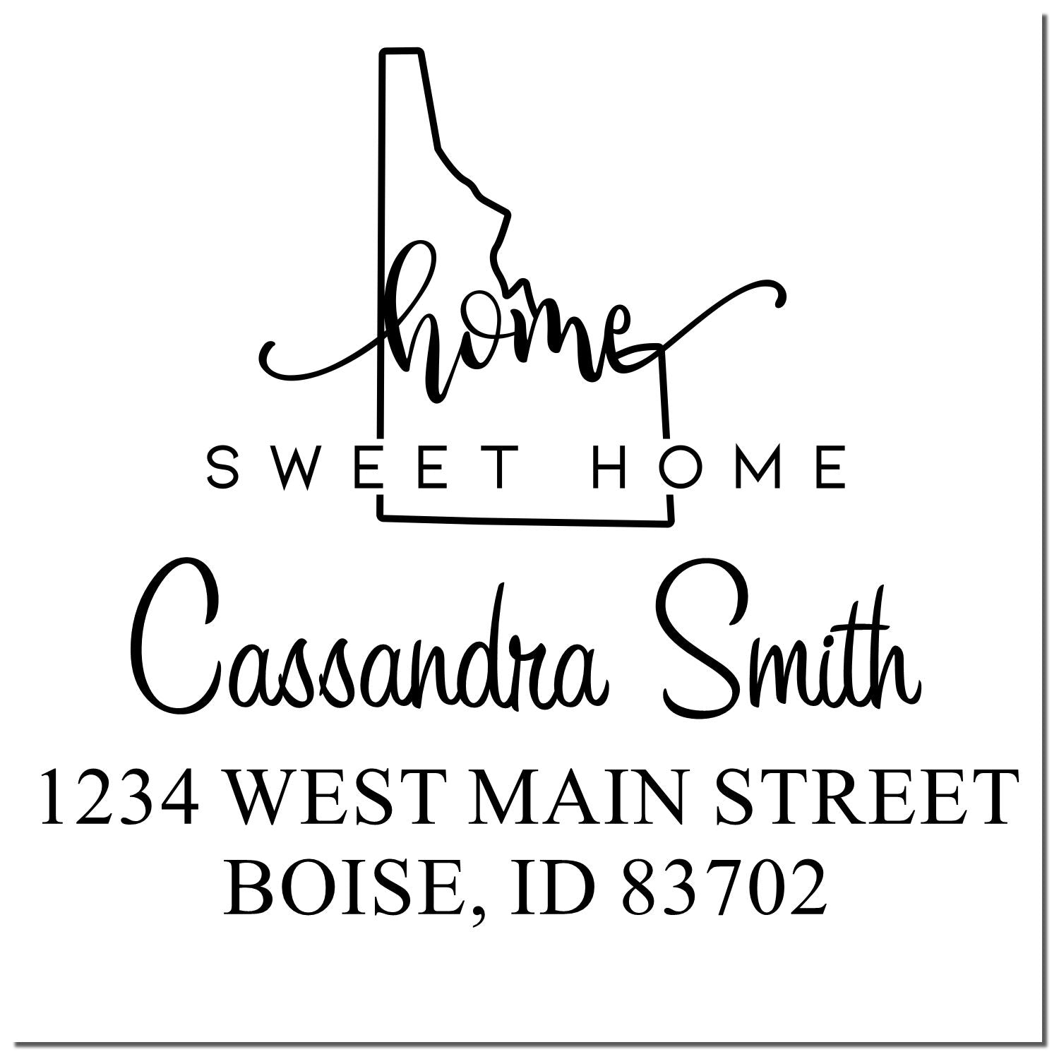 Wood Handle Home Sweet Home Idaho Personalized Mailing Rubber Stamp