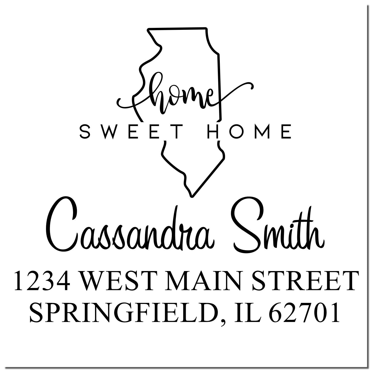 PSI Pre-Inked Home Sweet Home Illinois Personalized Mail Address Stamper