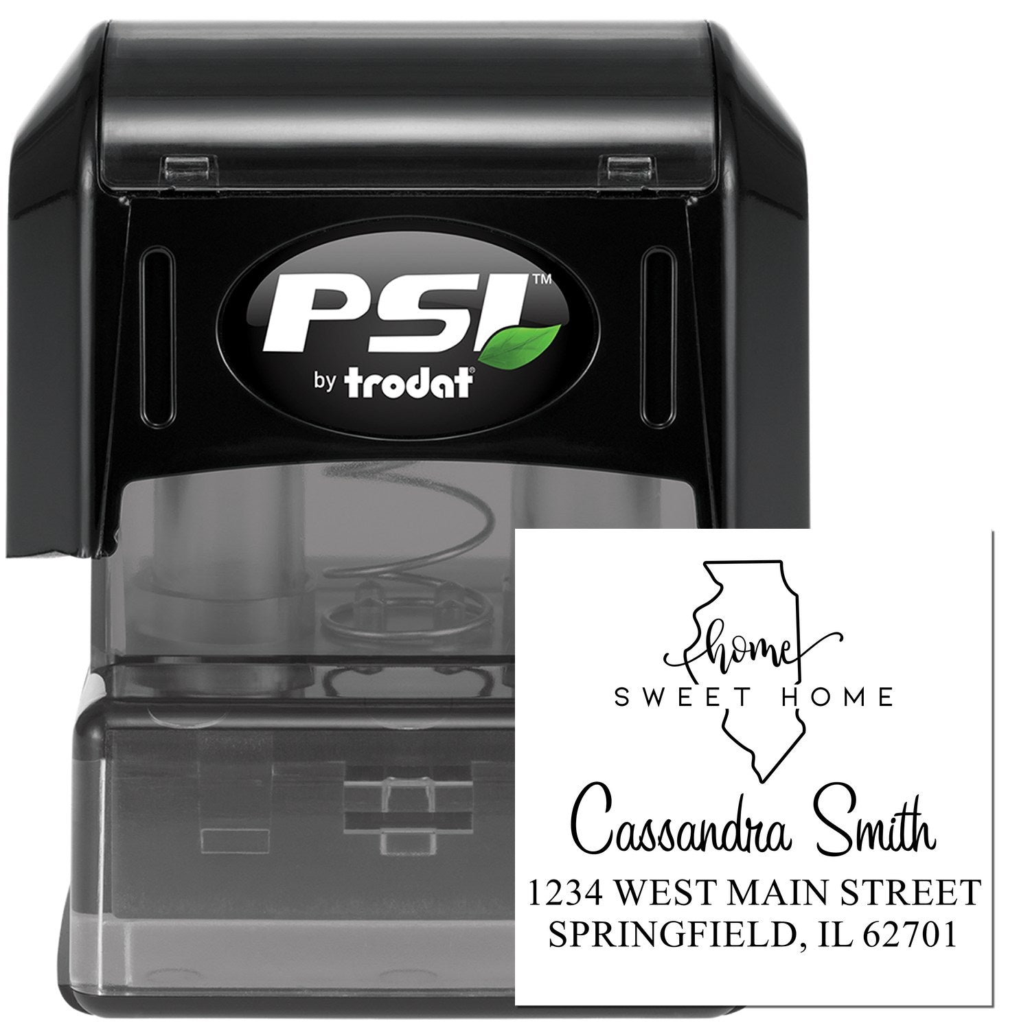 PSI Pre-Inked Home Sweet Home Illinois Personalized Mail Address Stamper