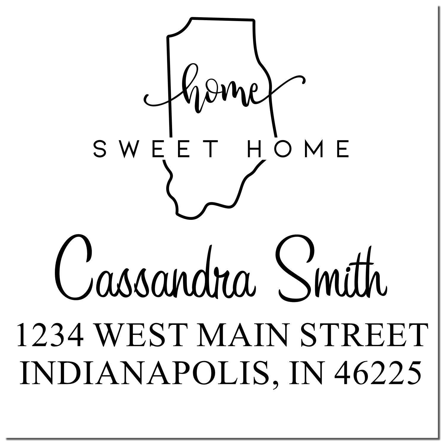 PSI Pre-Inked Home Sweet Home Indiana Personalized Mail Address Rubber Stamp