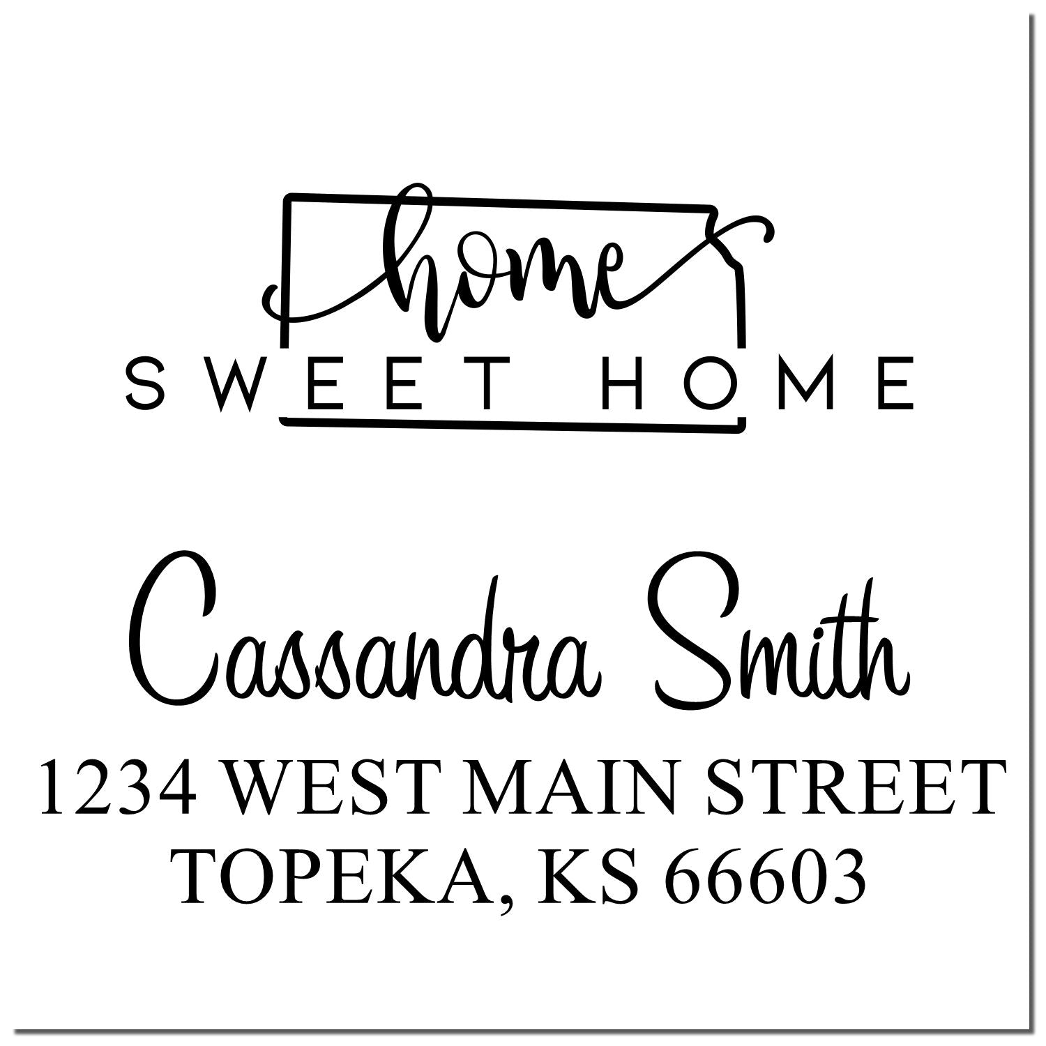 Wood Handle Home Sweet Home Kansas Personalized Home Address Stamp