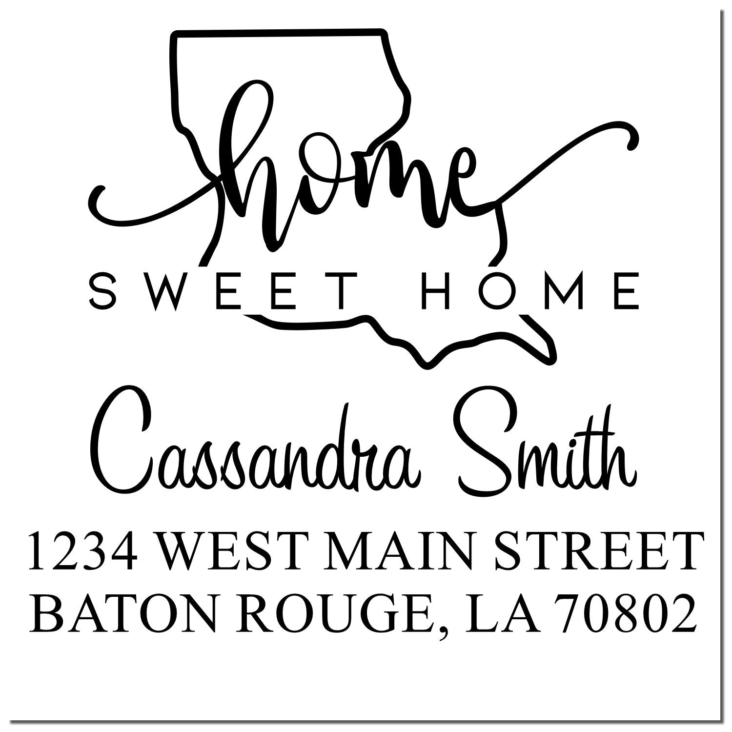 Wood Handle Home Sweet Home Louisiana Personalized Home Address Rubber Stamp