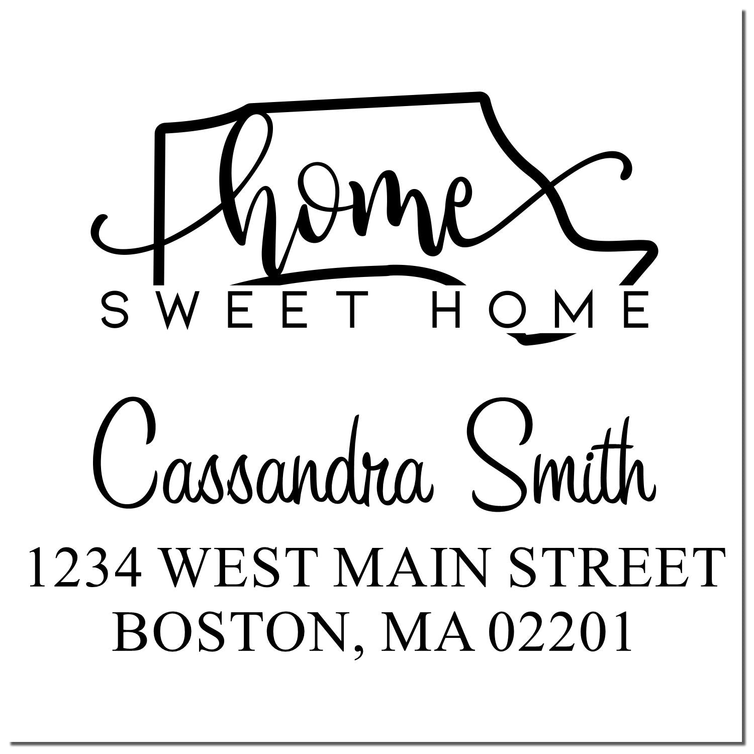 Self-Inking Home Sweet Home Massachusetts Personalized Mail Address Stamper