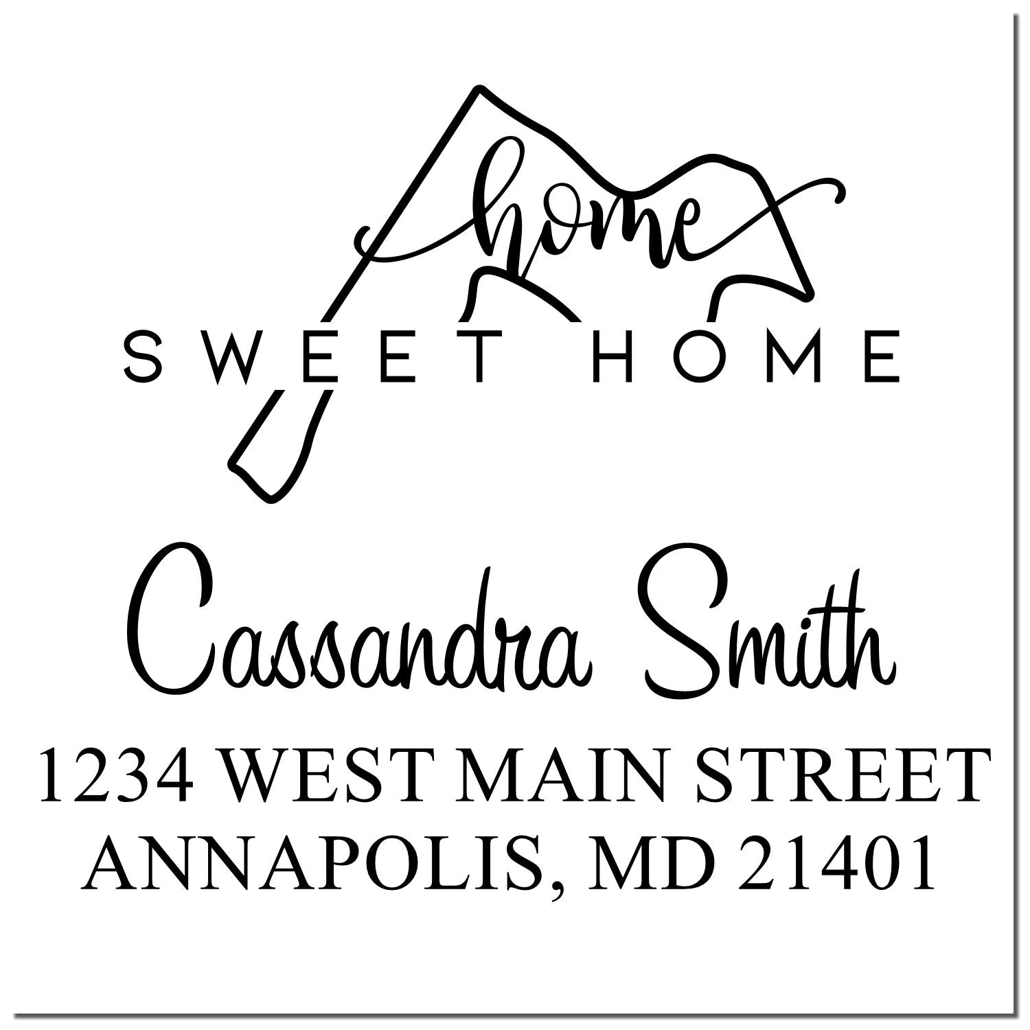 Wood Handle Home Sweet Home Maryland Personalized New Home Address Stamper