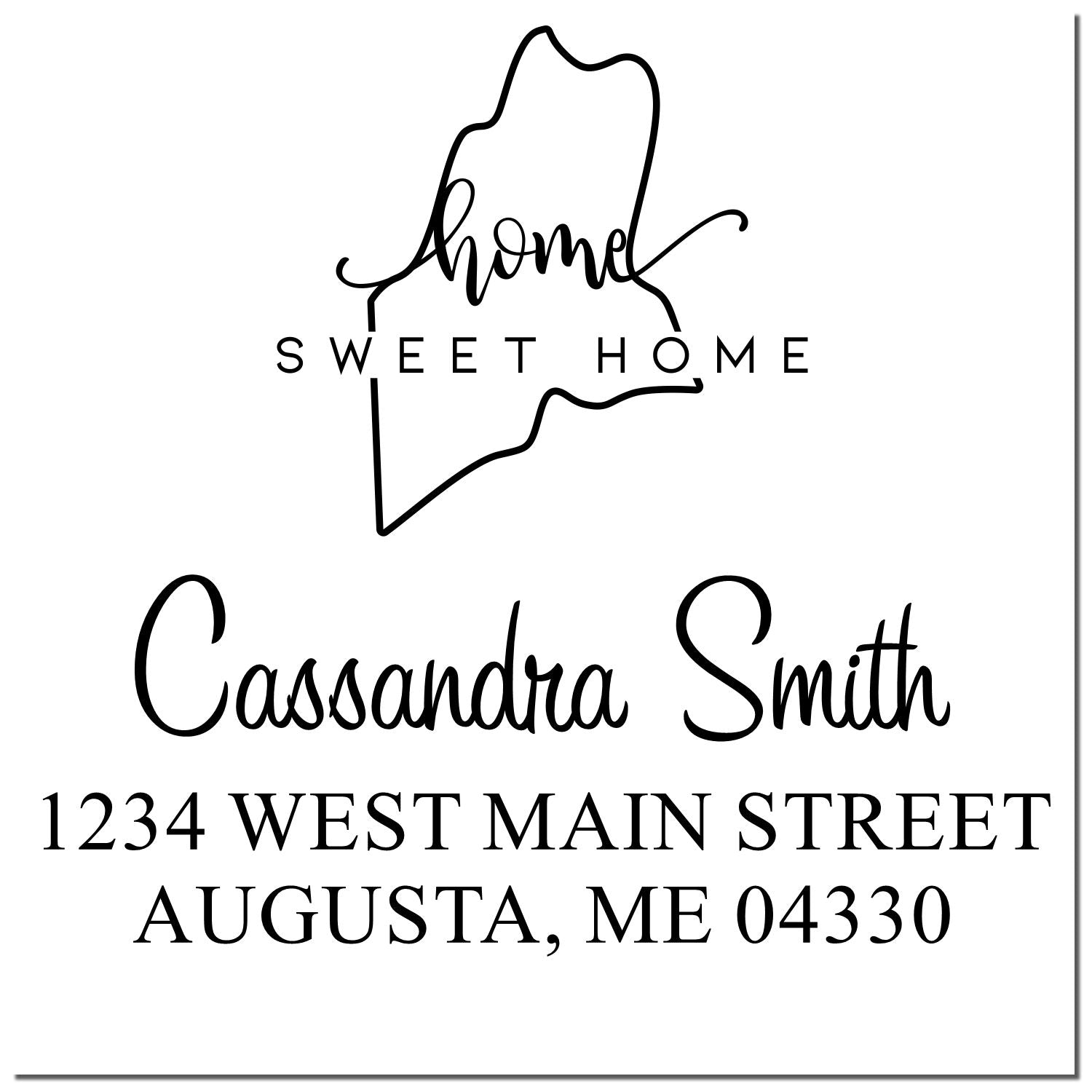 Slim Home Sweet Home Maine Custom Return Address Stamp