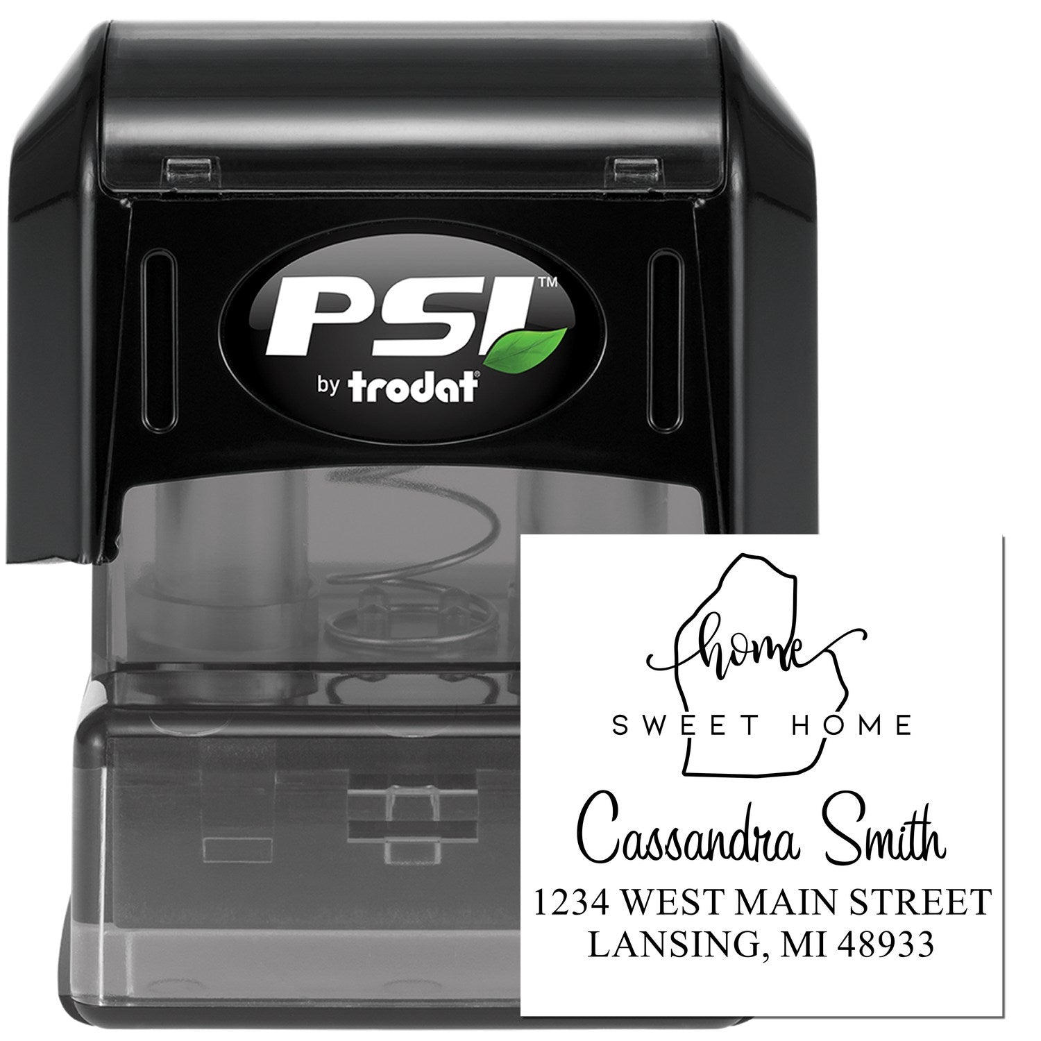 PSI Pre-Inked Home Sweet Home Michigan Personalized Address Label Stamper