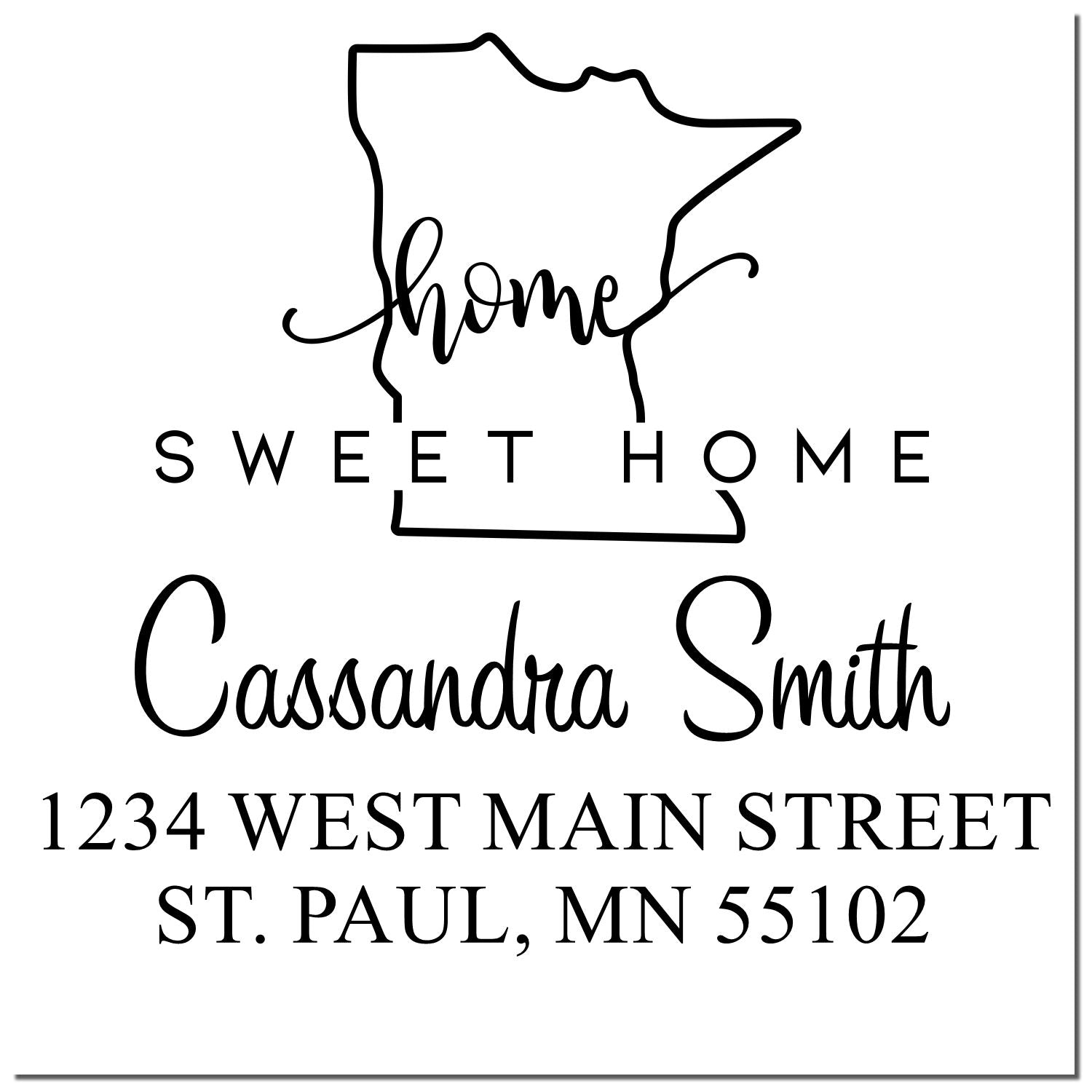 Wood Handle Home Sweet Home Minnesota Personalized Address Return Stamper