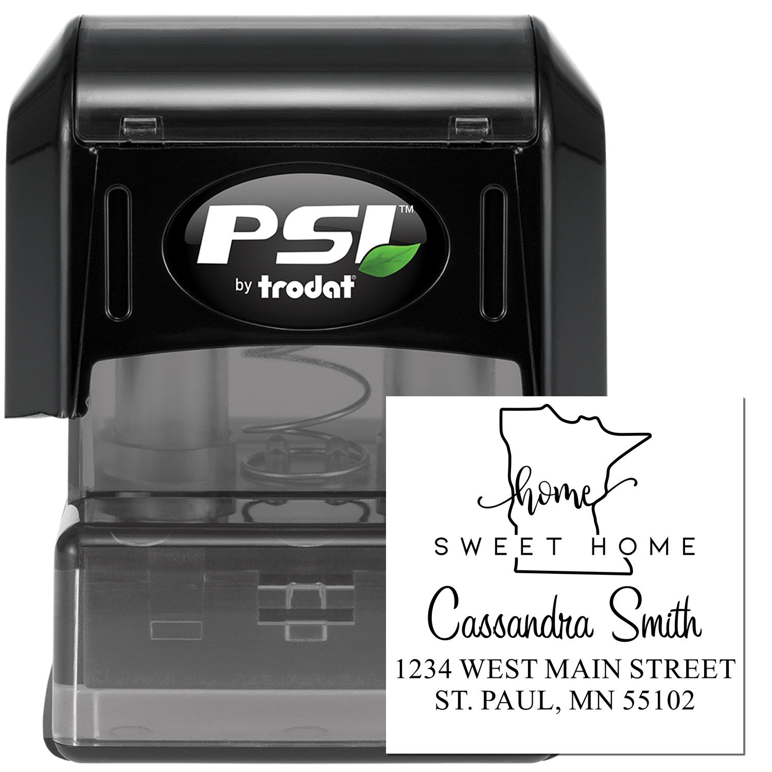 PSI Pre-Inked Home Sweet Home Minnesota Personalized Address Label Rubber Stamp