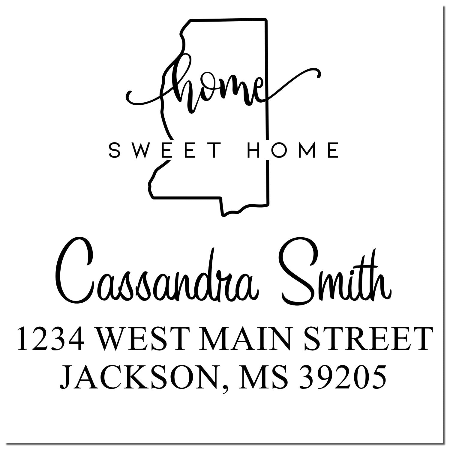 Self-Inking Home Sweet Home Mississippi Personalized New Address Stamper