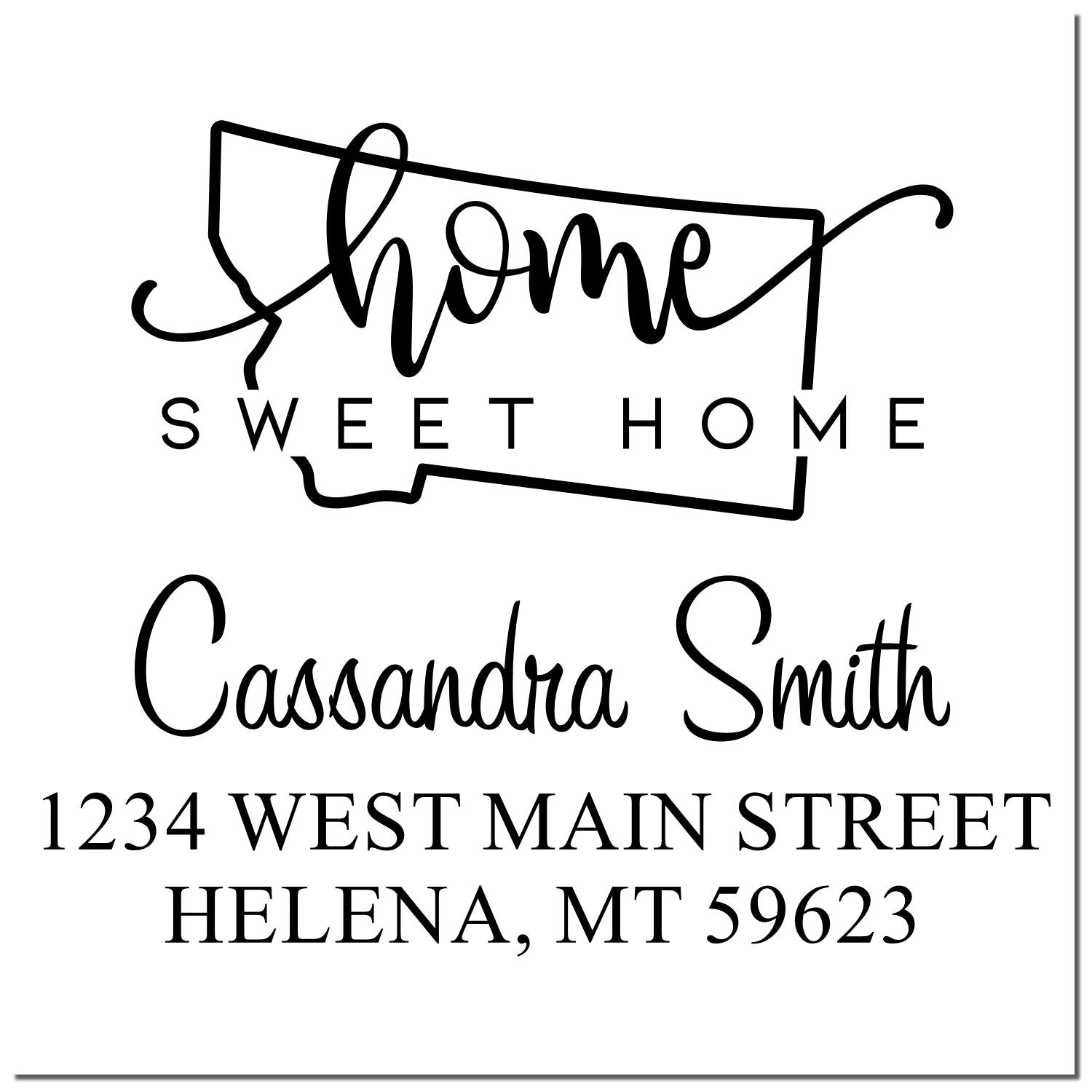 PSI Pre-Inked Home Sweet Home Montana Custom Address Rubber Stamp