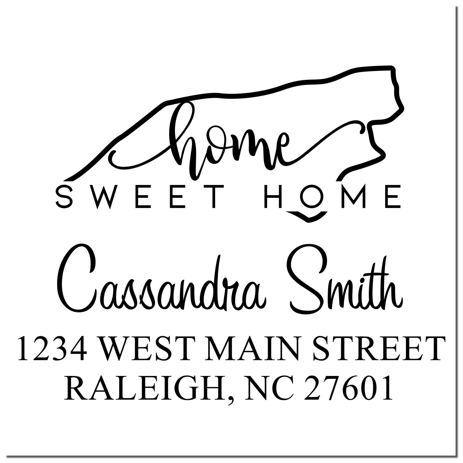 Wood Handle Home Sweet Home North Carolina Personalized New Address Rubber Stamp