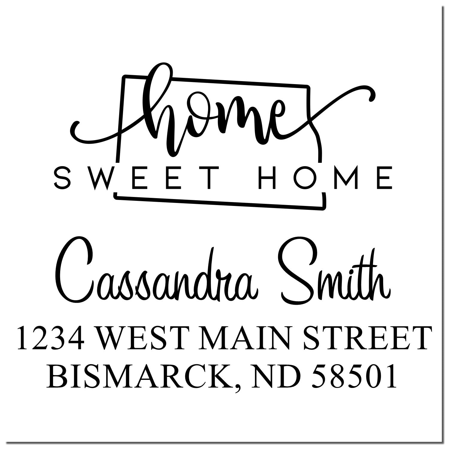 PSI Pre-Inked Home Sweet Home North Dakota Custom Mailing Stamper