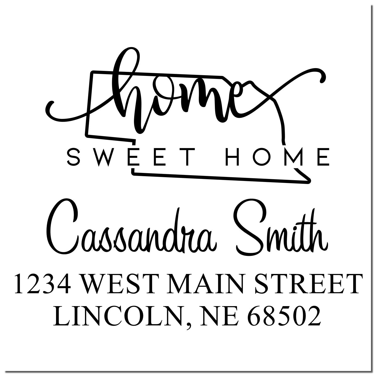 Wood Handle Home Sweet Home Nebraska Personalized Mailing Address Rubber Stamp