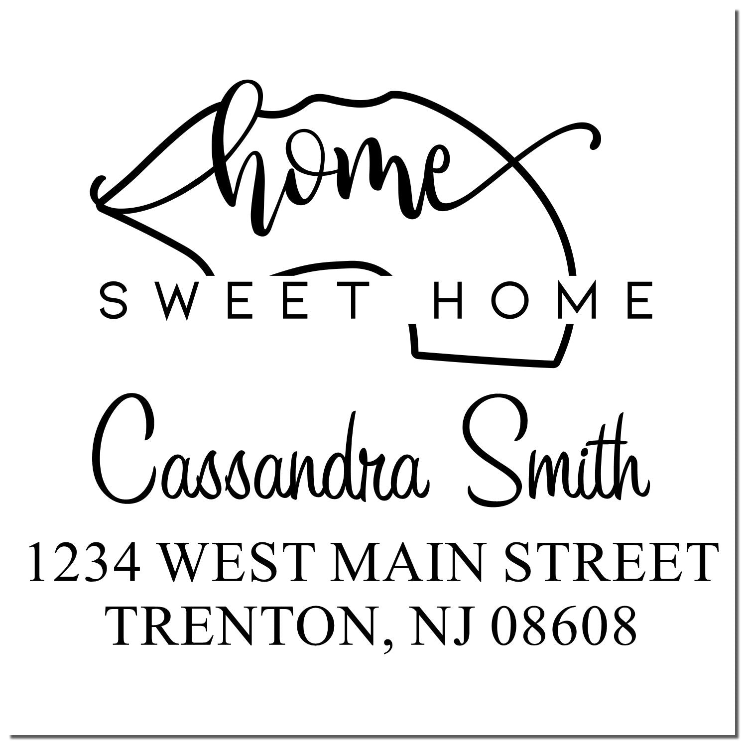 Wood Handle Home Sweet Home New Jersey Personalized Mail Address Rubber Stamp