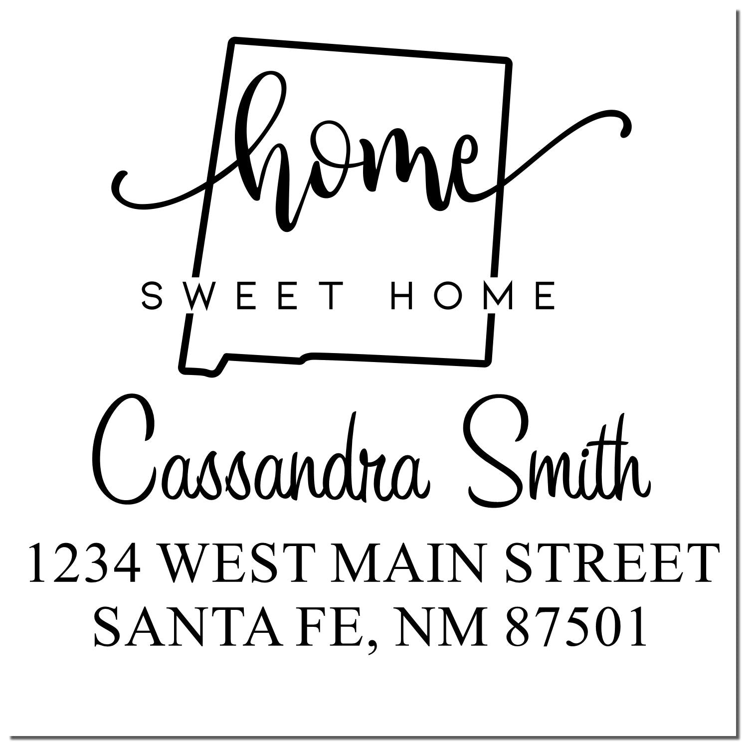 Wood Handle Home Sweet Home New Mexico Personalized New Address Stamp