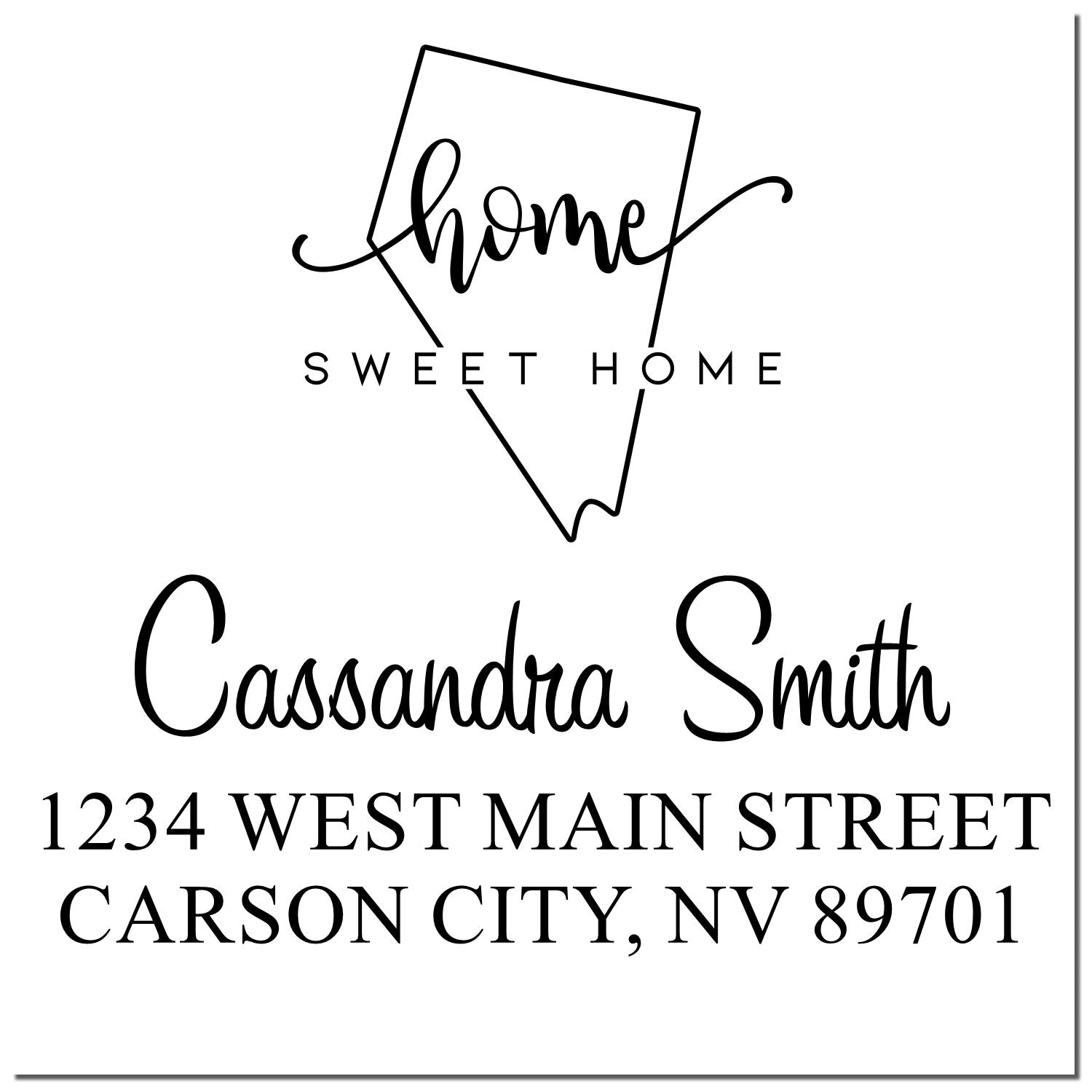 Wood Handle Home Sweet Home Nevada Personalized Mail Address Stamp