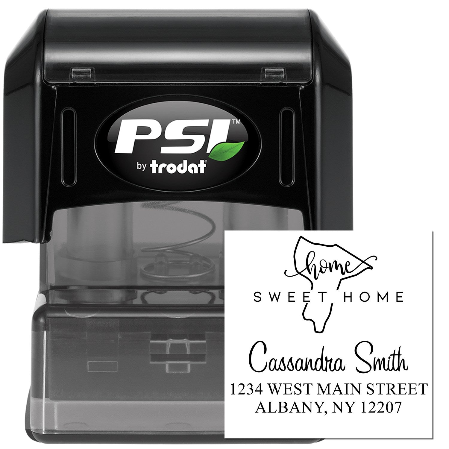 PSI Pre-Inked Home Sweet Home New York Custom Name and Address Rubber Stamp