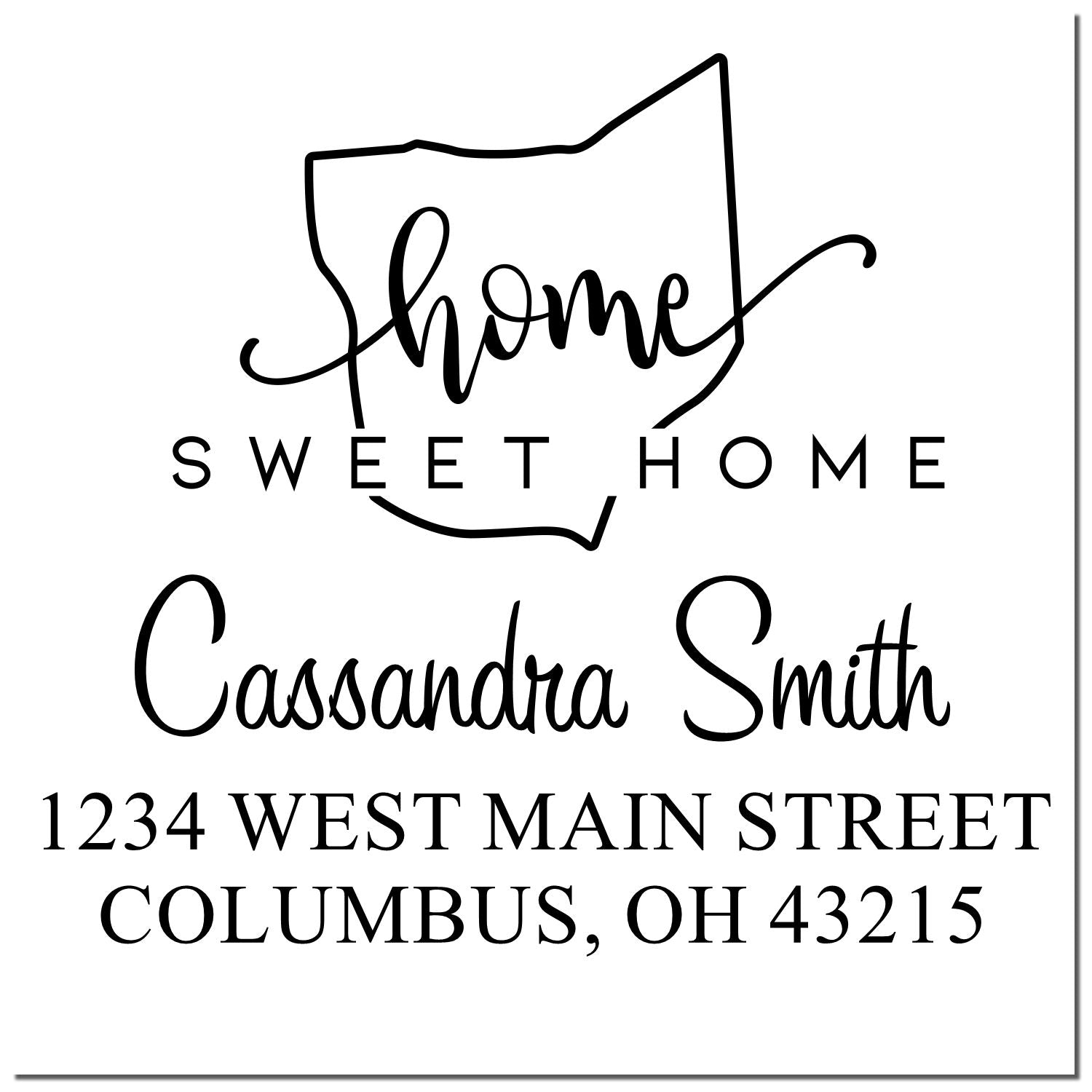 Wood Handle Home Sweet Home Ohio Personalized Home Address for Envelopes Stamper