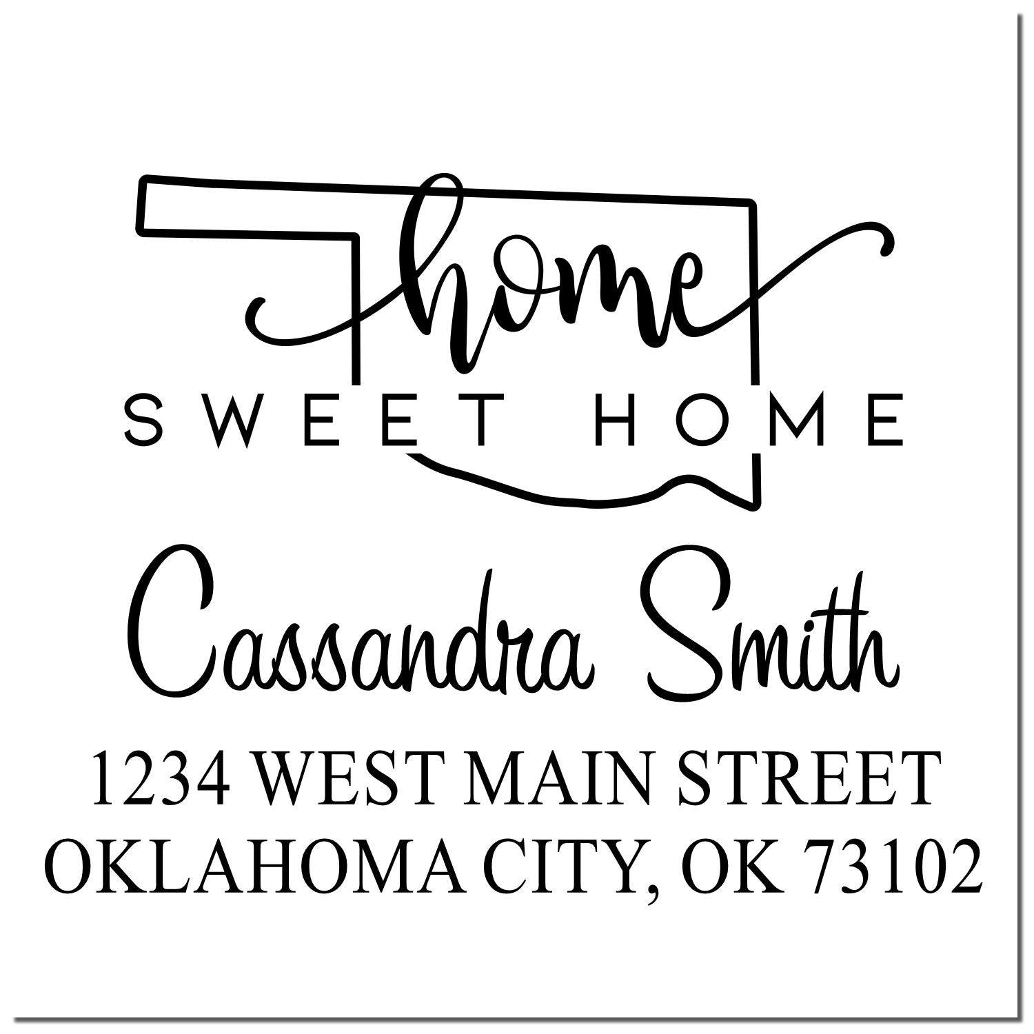 Self-Inking Home Sweet Home Oklahoma Custom Return Address Stamper