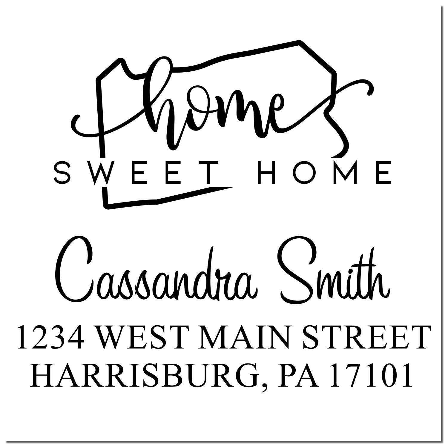 Self-Inking Home Sweet Home Pennsylvania Custom Name and Address Stamp