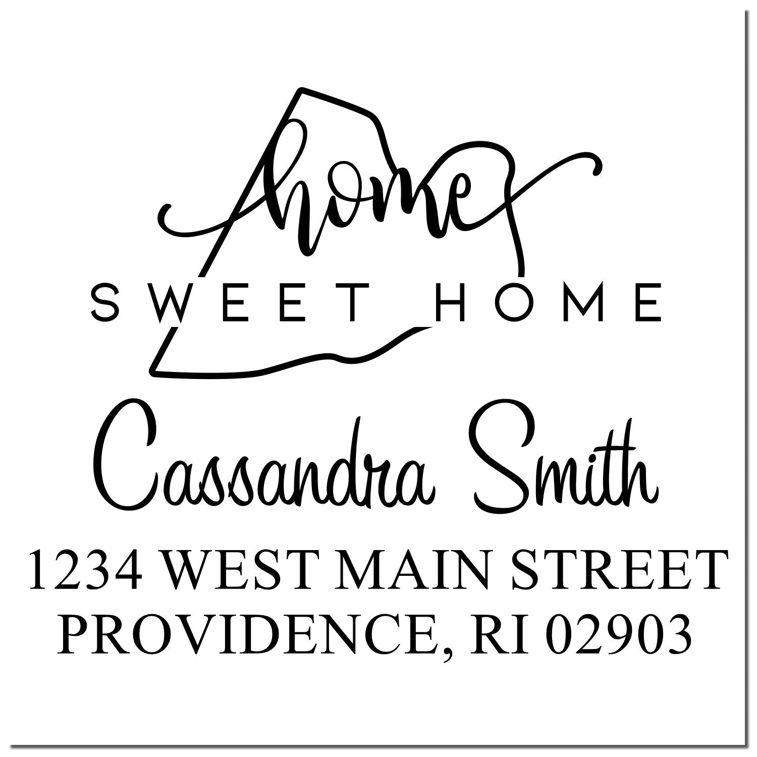 Wood Handle Home Sweet Home Rhode Island Personalized Address Label Rubber Stamp