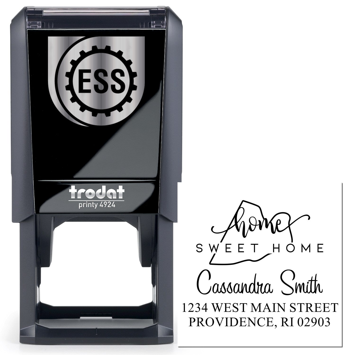 Self-Inking Home Sweet Home Rhode Island Custom Name and Address Stamper