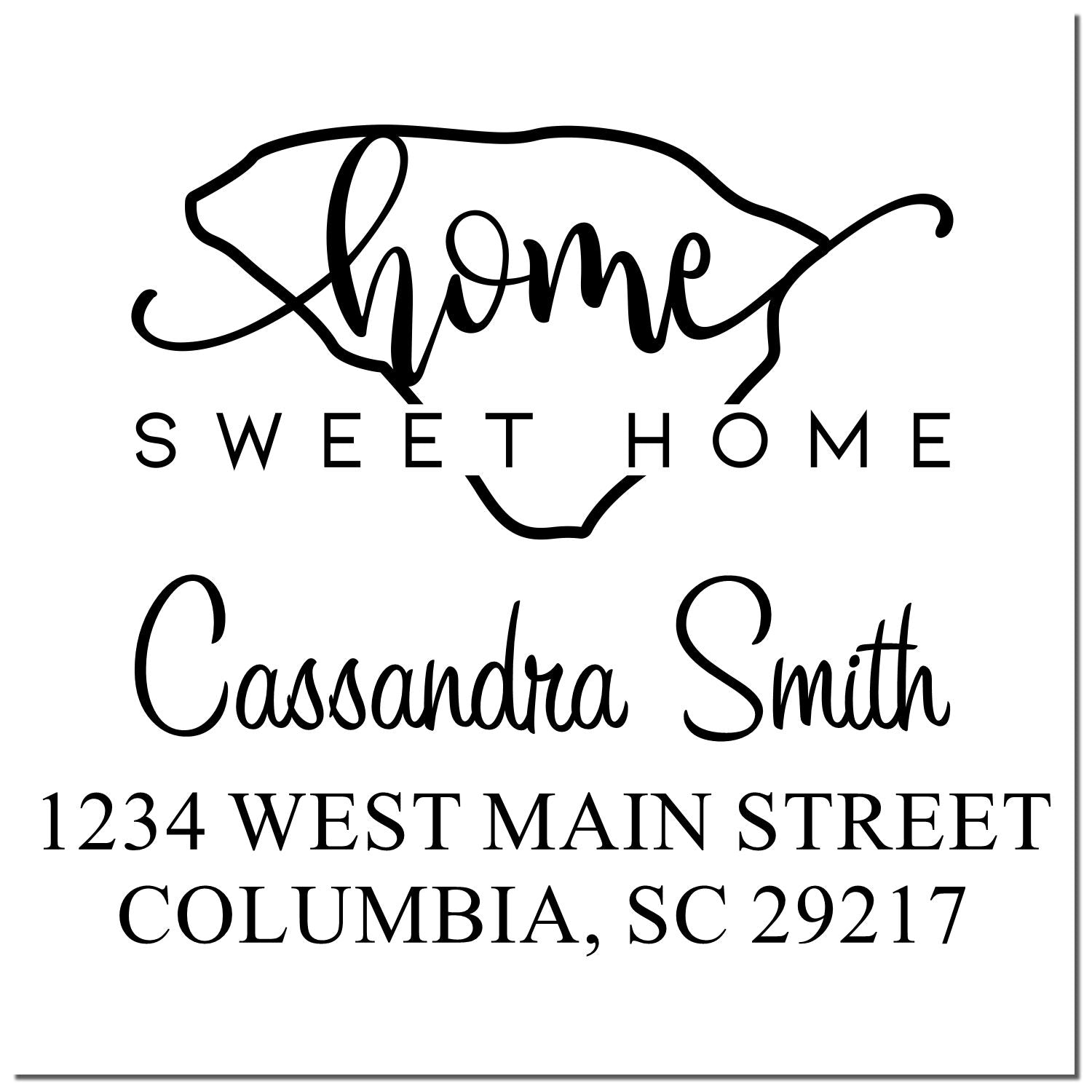 Wood Handle Home Sweet Home South Carolina Custom Address Stamp