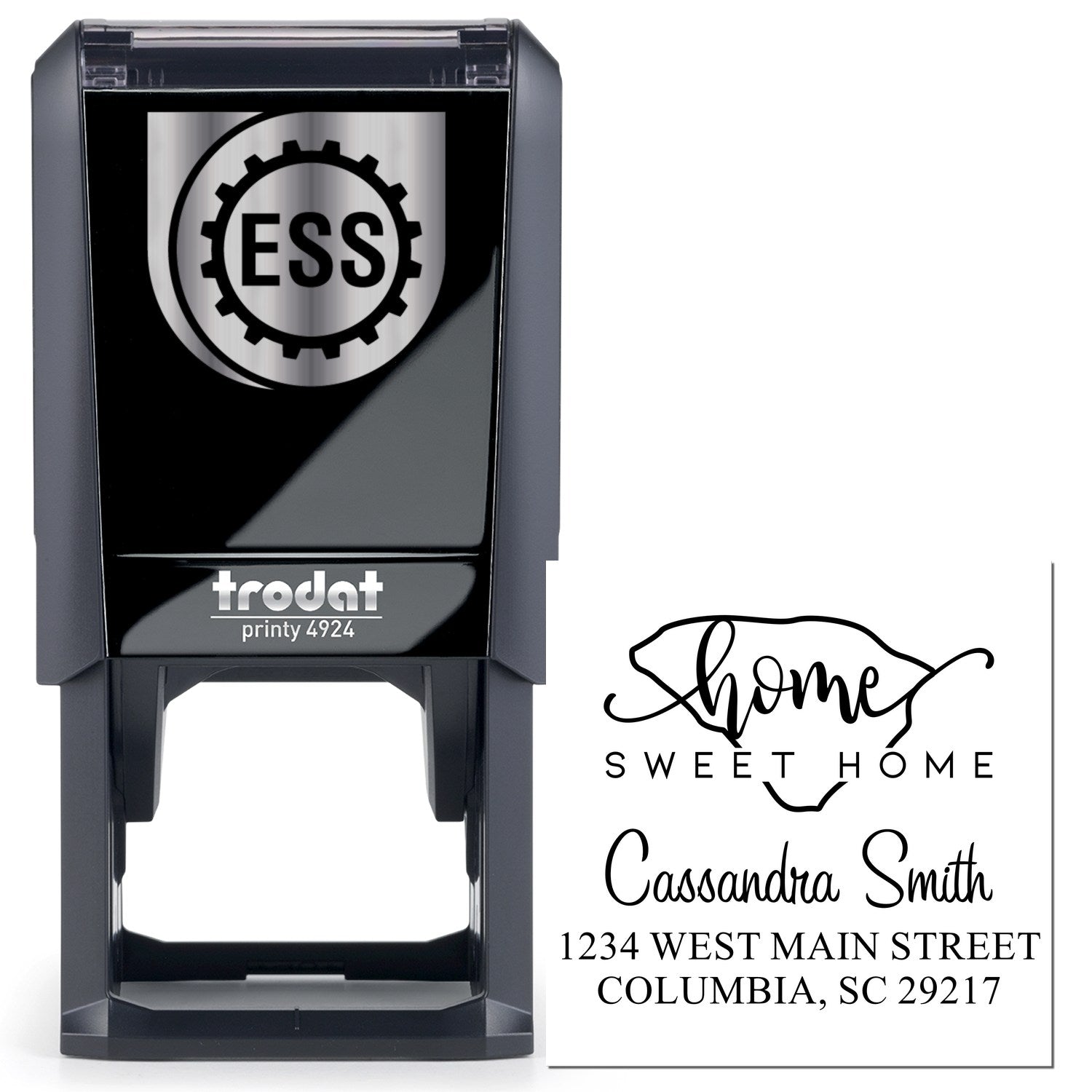 Self-Inking Home Sweet Home South Carolina Custom Name and Address Rubber Stamp