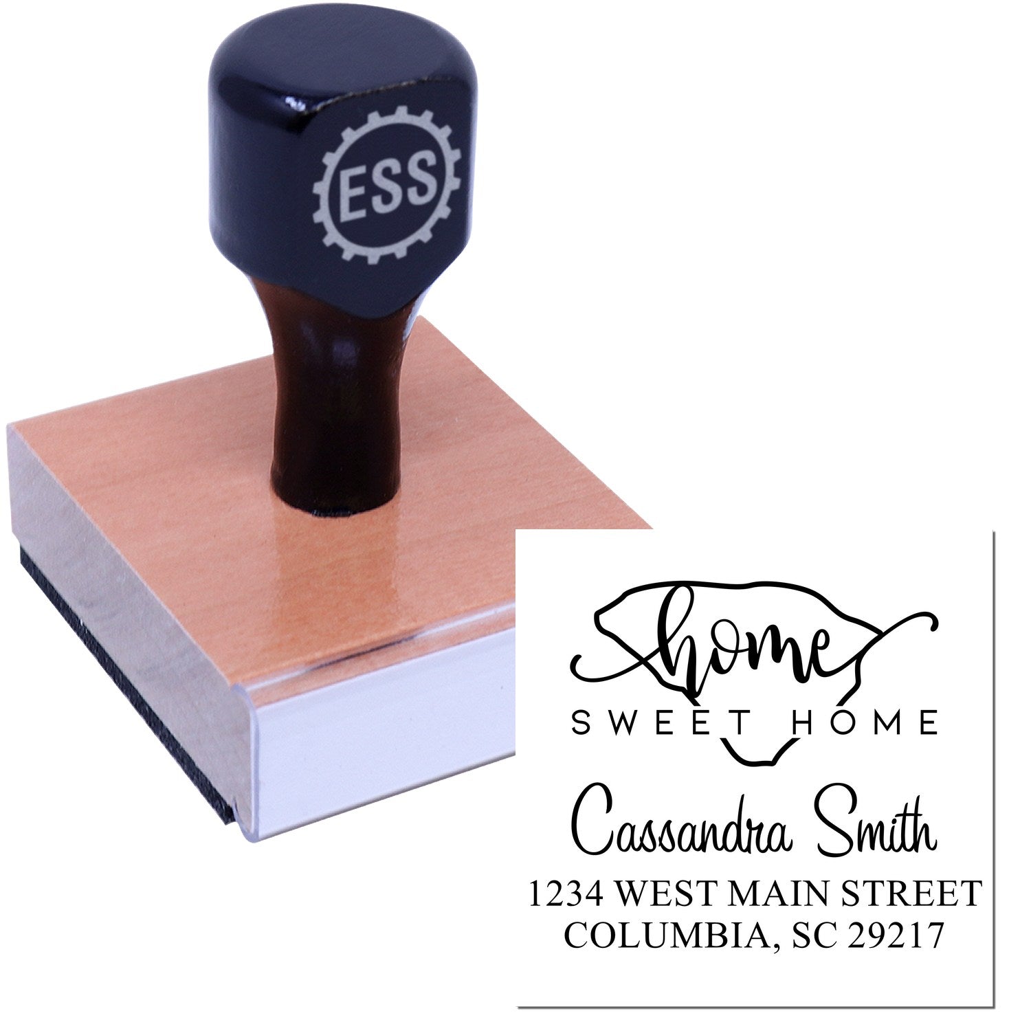 Wood Handle Home Sweet Home South Carolina Custom Address Stamp