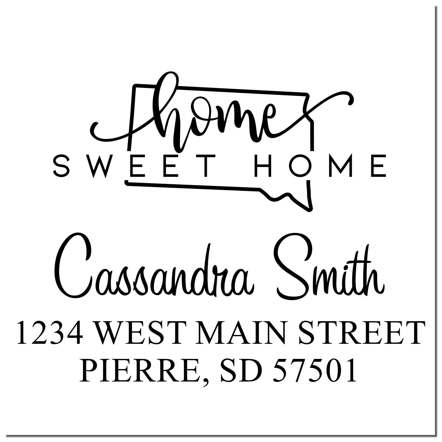 Wood Handle Home Sweet Home South Dakota Custom Address Stamper