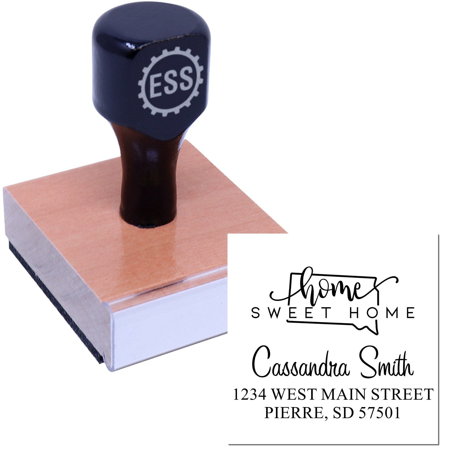 Wood Handle Home Sweet Home South Dakota Custom Address Stamper