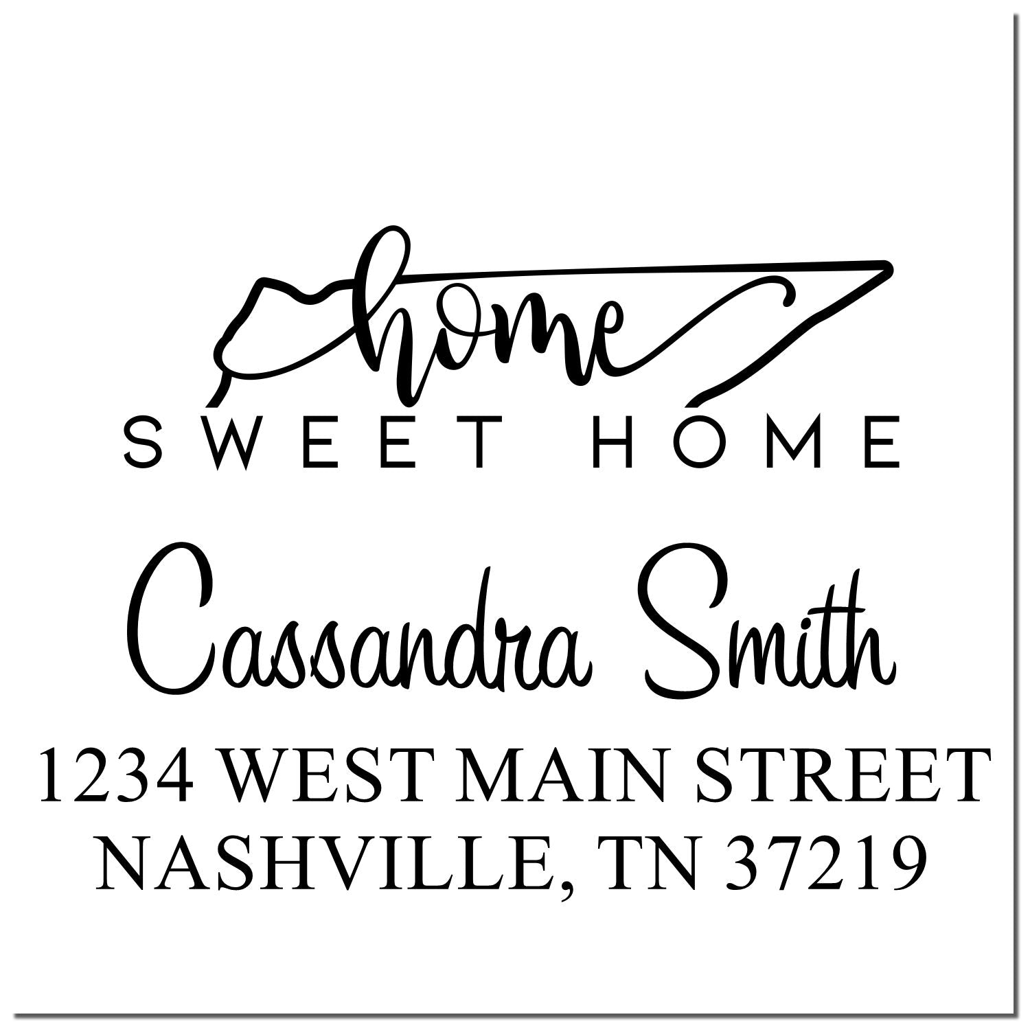 Wood Handle Home Sweet Home Tennessee Custom Address Rubber Stamp