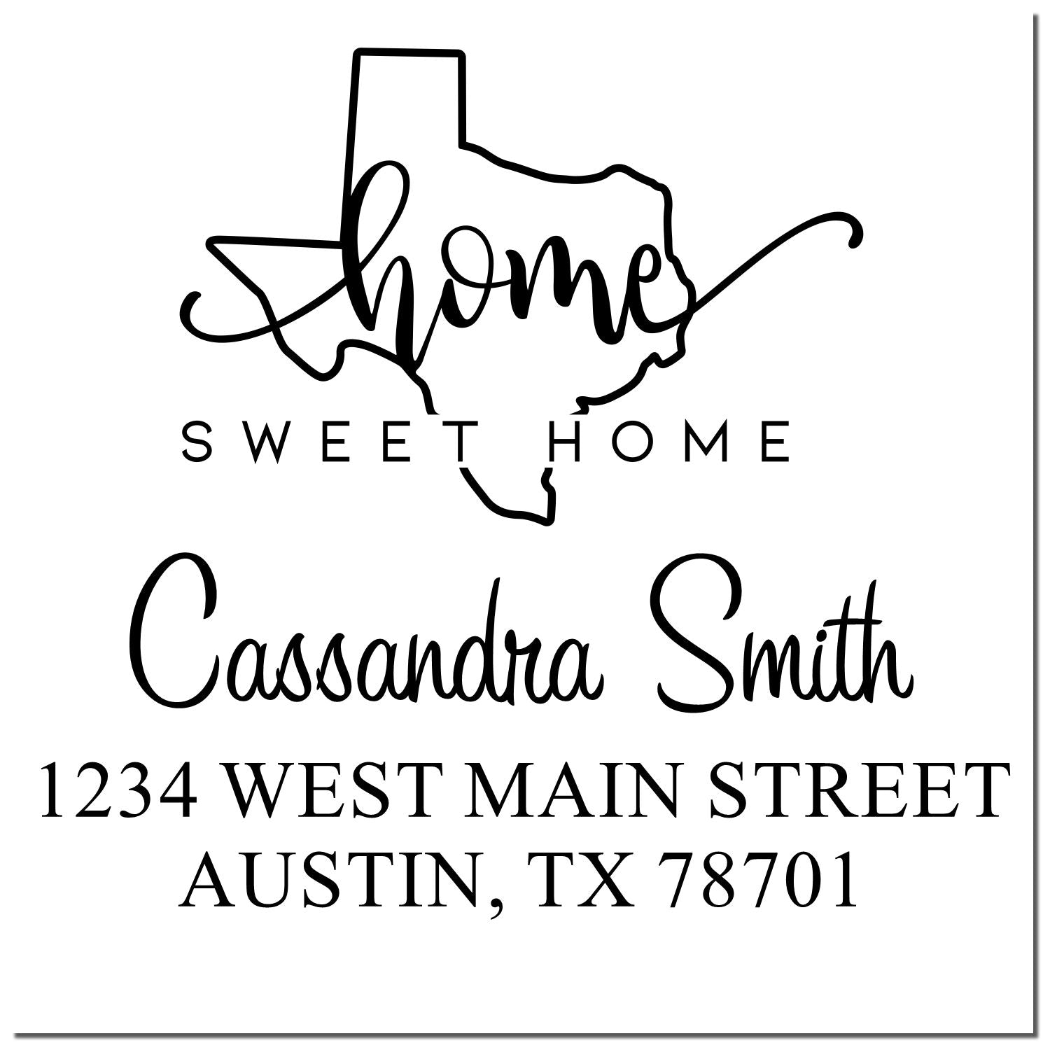 Wood Handle Home Sweet Home Texas Custom Return Address Stamp