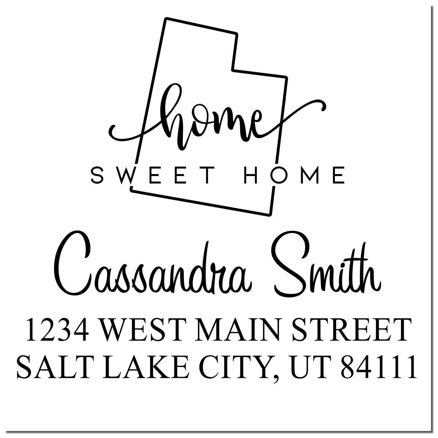 Wood Handle Home Sweet Home Utah Custom Return Address Stamper