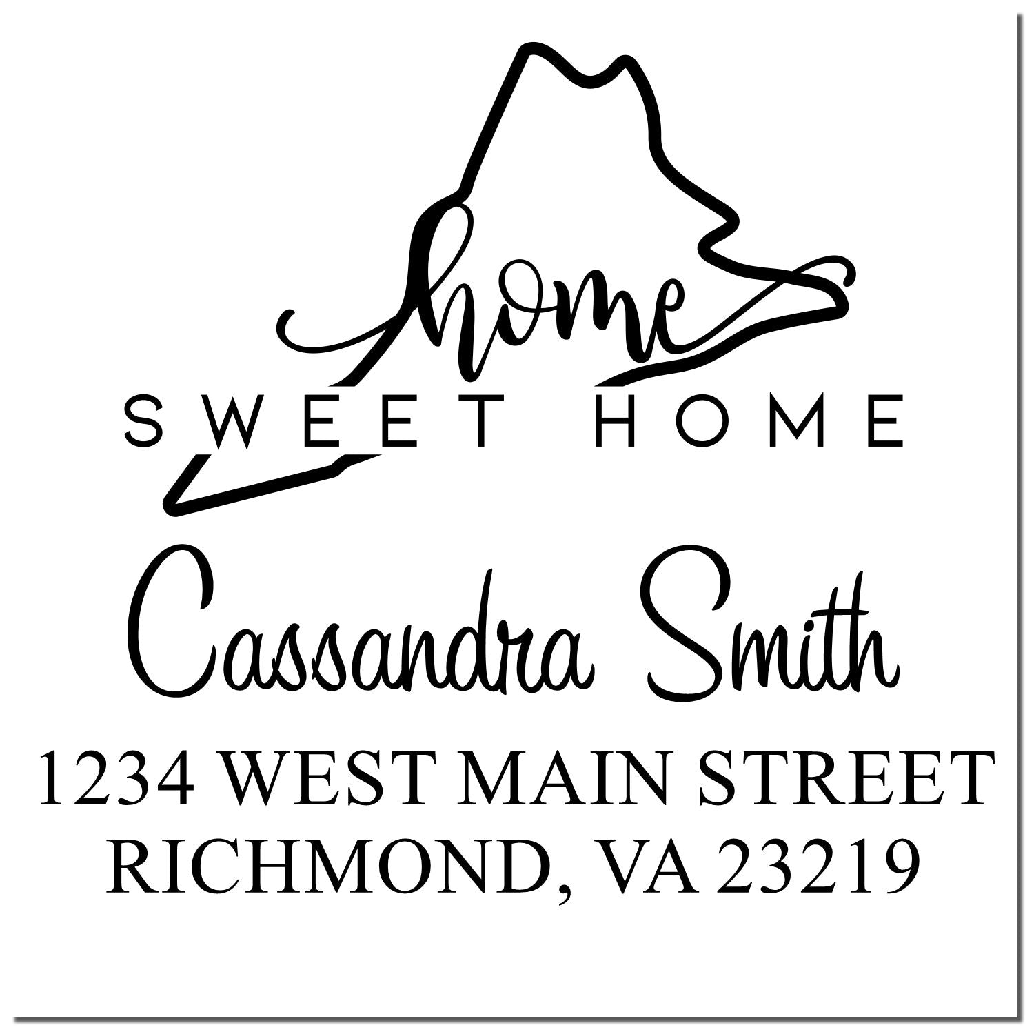 Wood Handle Home Sweet Home Virginia Custom Name and Address Stamp