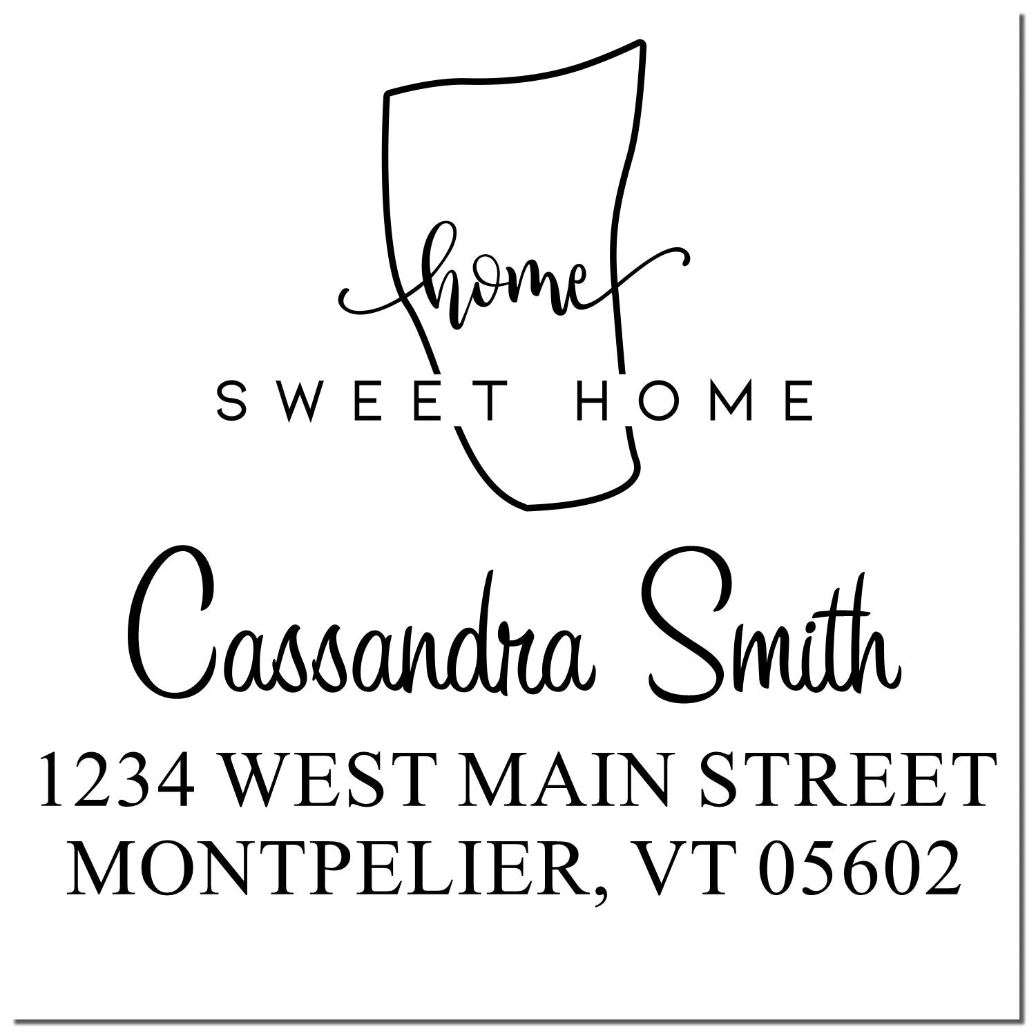 Wood Handle Home Sweet Home Vermont Custom Return Address Rubber Stamp