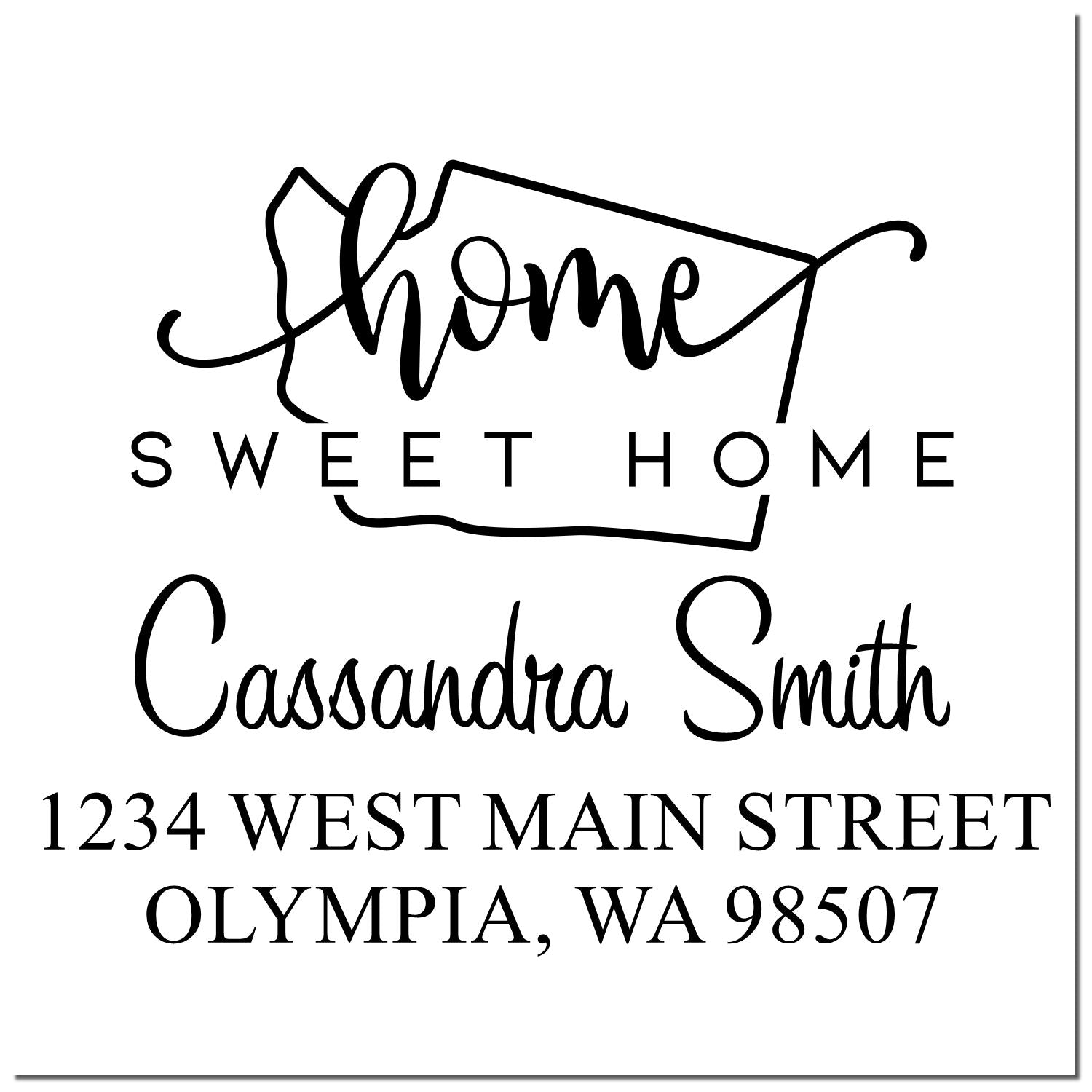 Wood Handle Home Sweet Home Washington Custom Name and Address Stamper