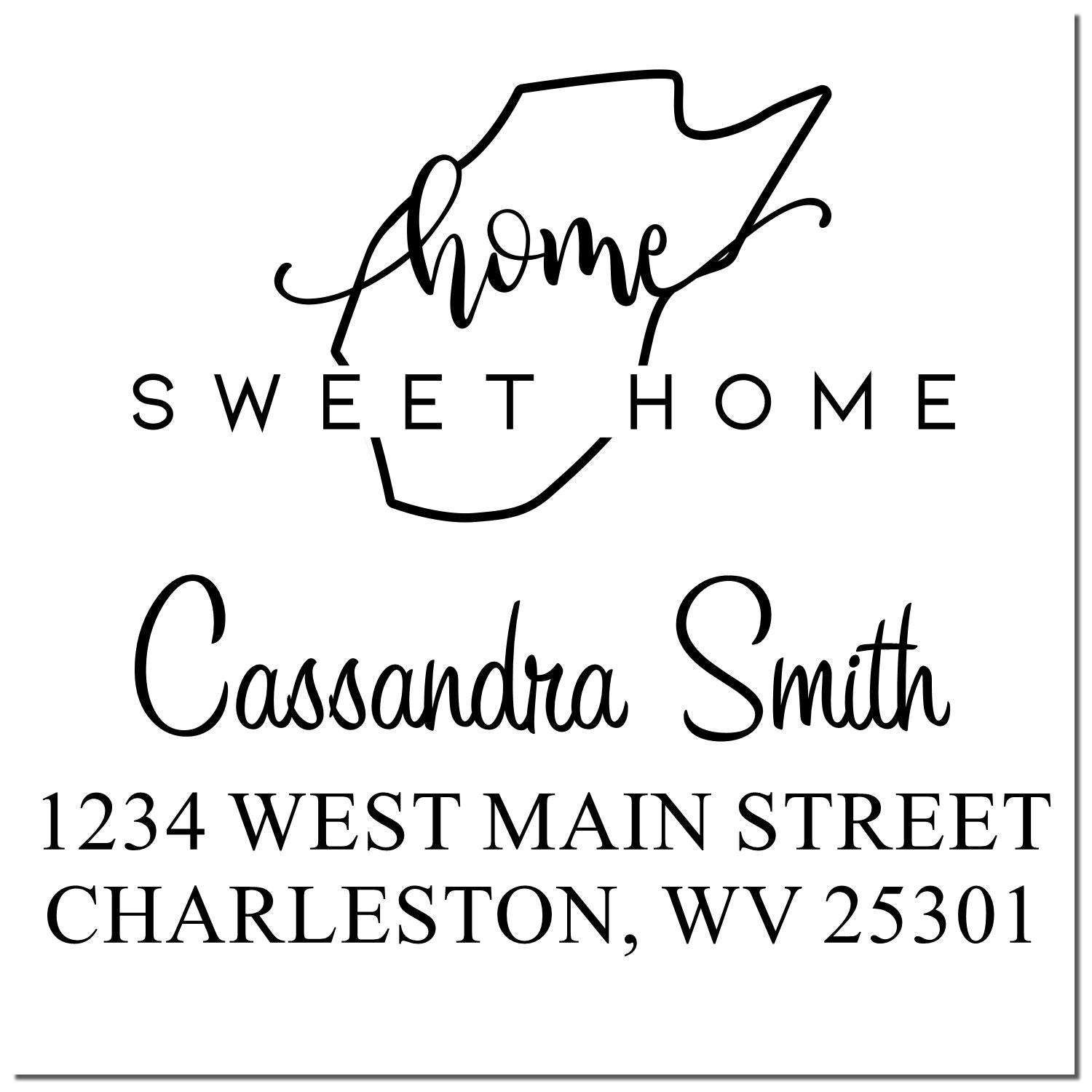 Slim Home Sweet Home West Virginia Custom New Address Pre-Inked Stamp