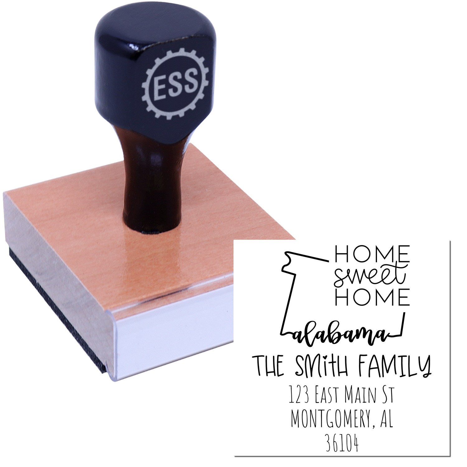 Wood Handle Alabama Home Sweet Home Custom Mail Stamp