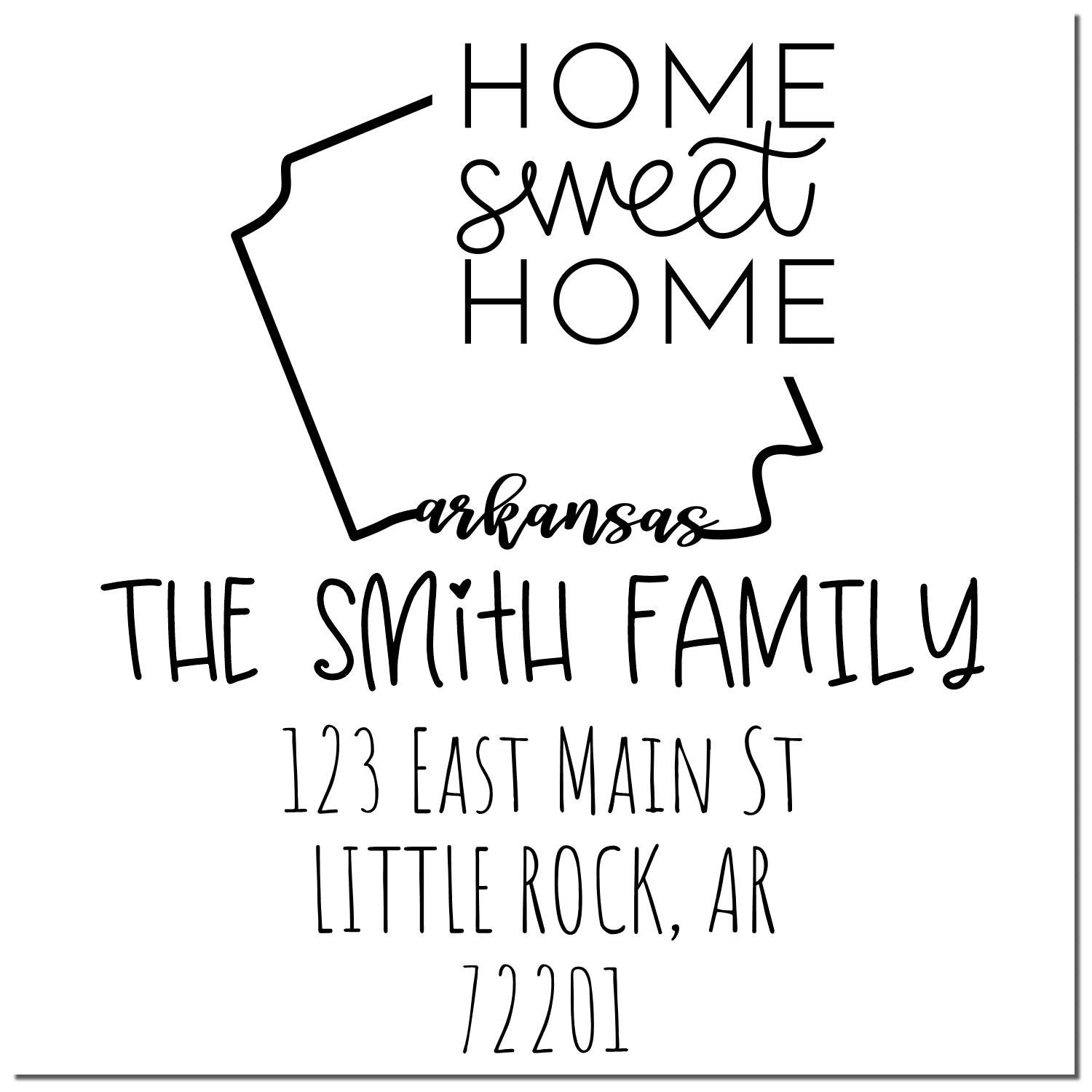 Slim Arkansas Home Sweet Home Customized Address Stamp