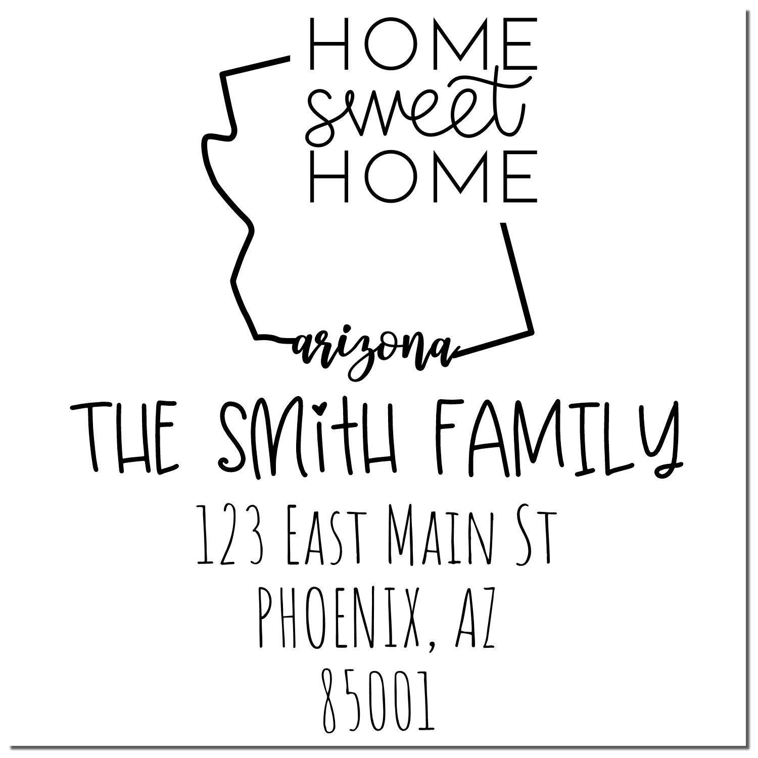 Wood Handle Arizona Home Sweet Home Custom Mail Rubber Stamp