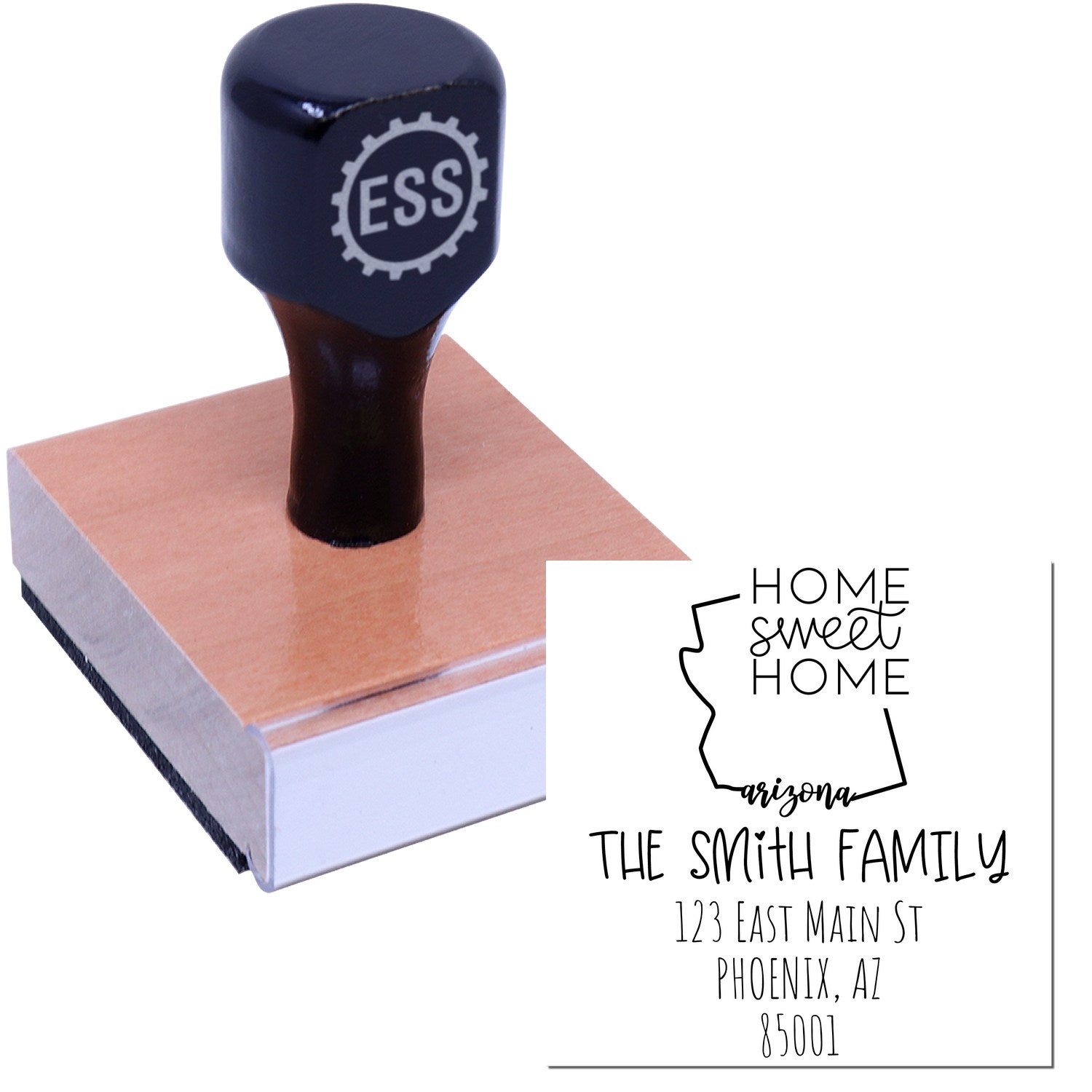 Wood Handle Arizona Home Sweet Home Custom Mail Rubber Stamp