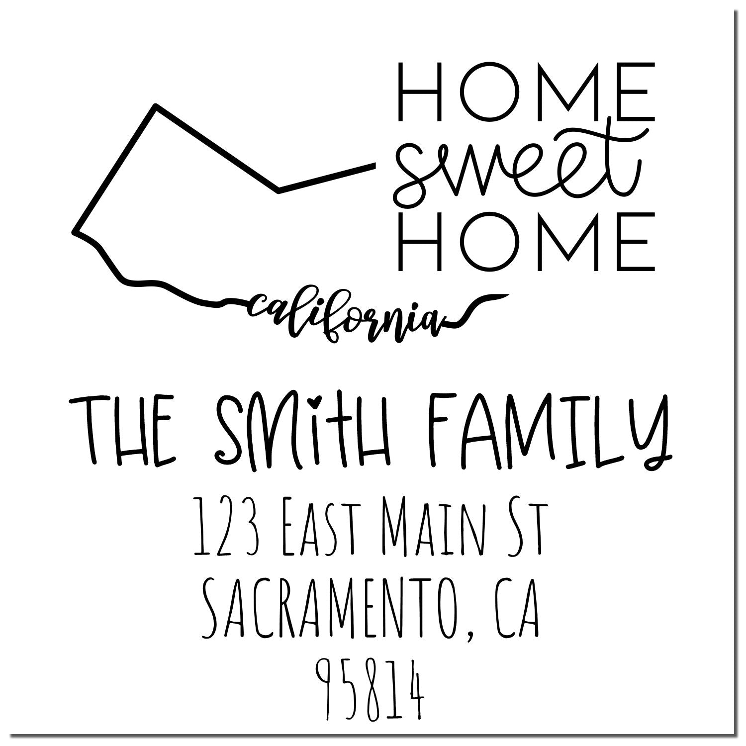 Wood Handle California Home Sweet Home Custom Home Address Stamper