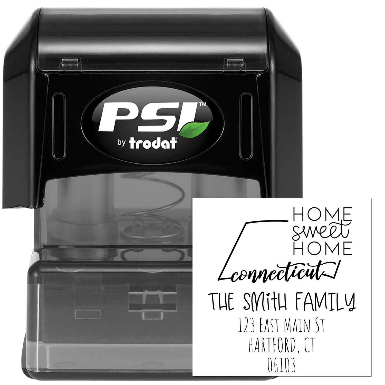 PSI Pre-Inked Connecticut Home Sweet Home Custom Home Address for Envelopes Stamper