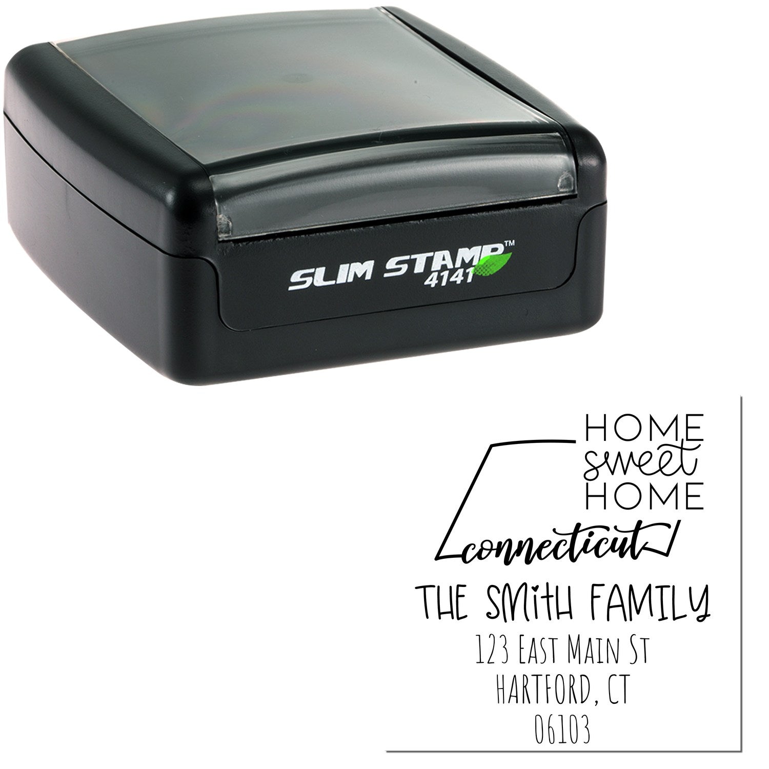 Slim Connecticut Home Sweet Home Customized Return Address Stamp