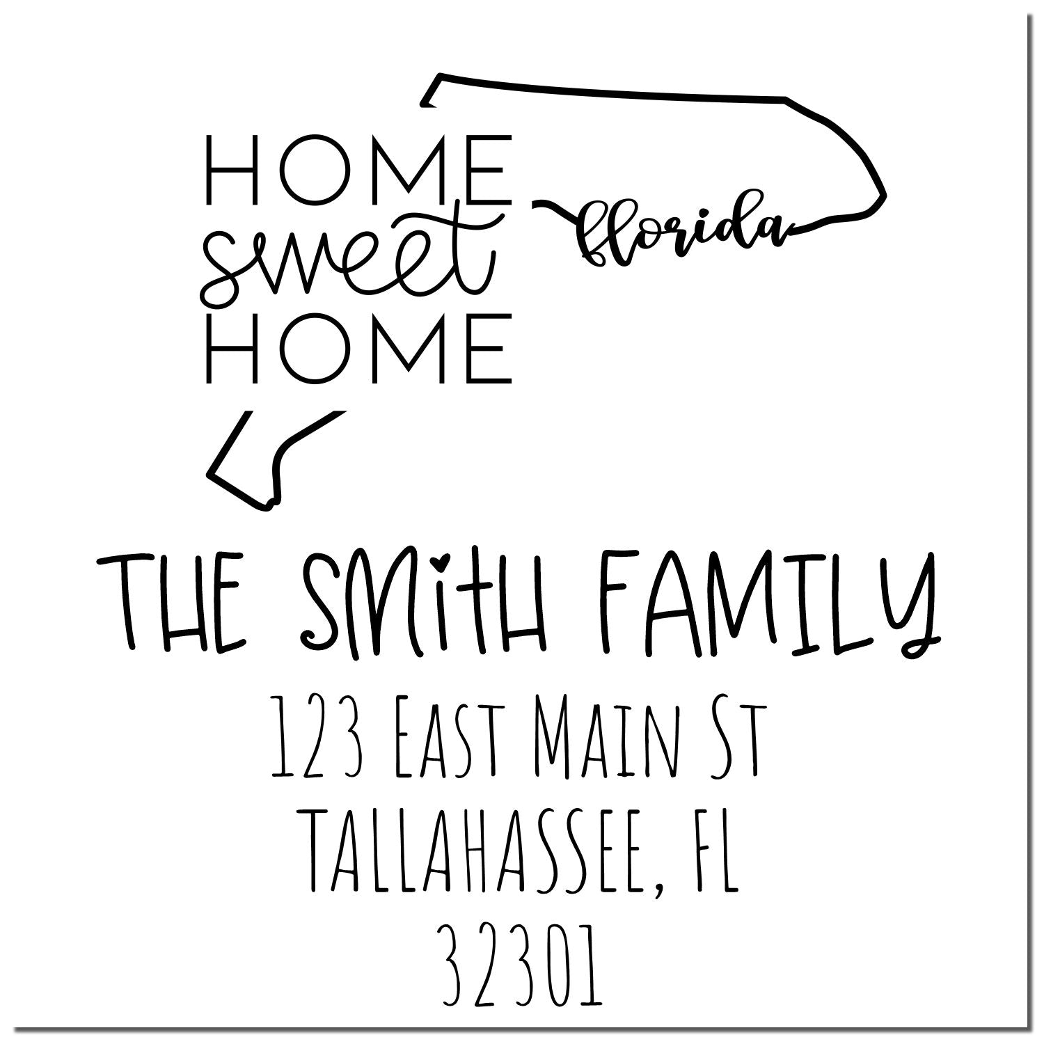 Slim Florida Home Sweet Home Customized Return Address Pre-Inked Stamp