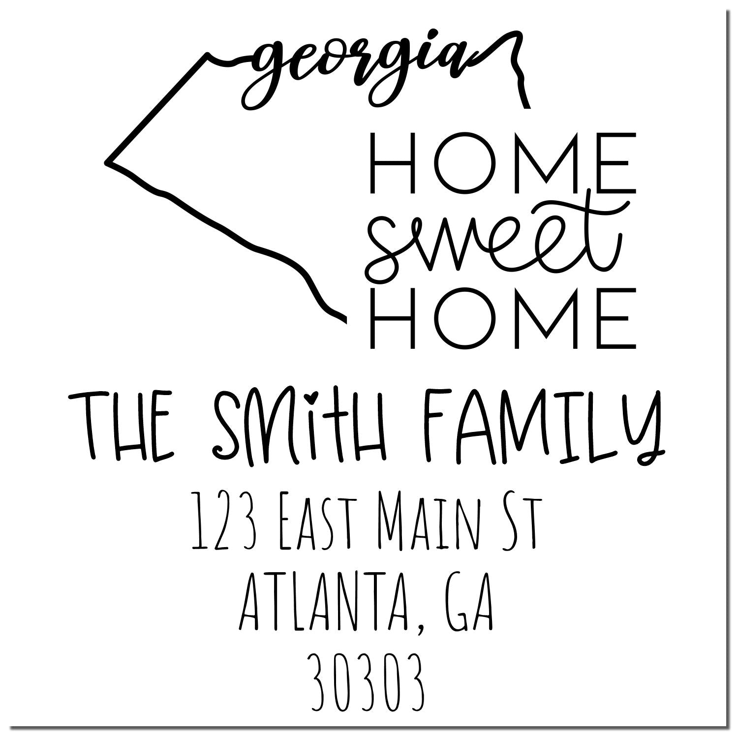 PSI Pre-Inked Georgia Home Sweet Home Custom Address Label Stamper