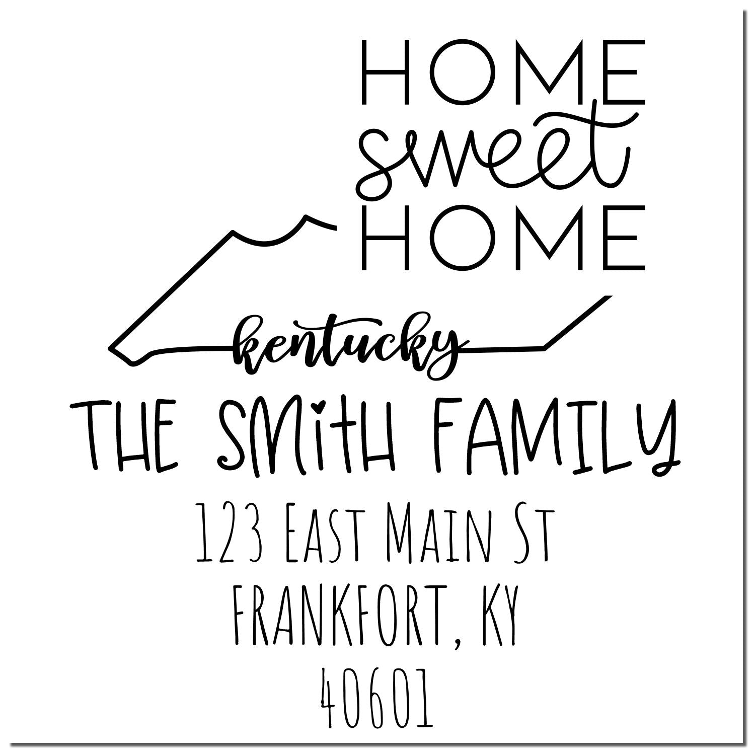 Self-Inking Kentucky Home Sweet Home Custom Address Label Stamp