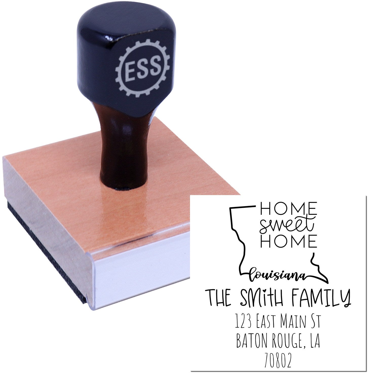 Wood Handle Louisiana Home Sweet Home Custom Mail Address Rubber Stamp