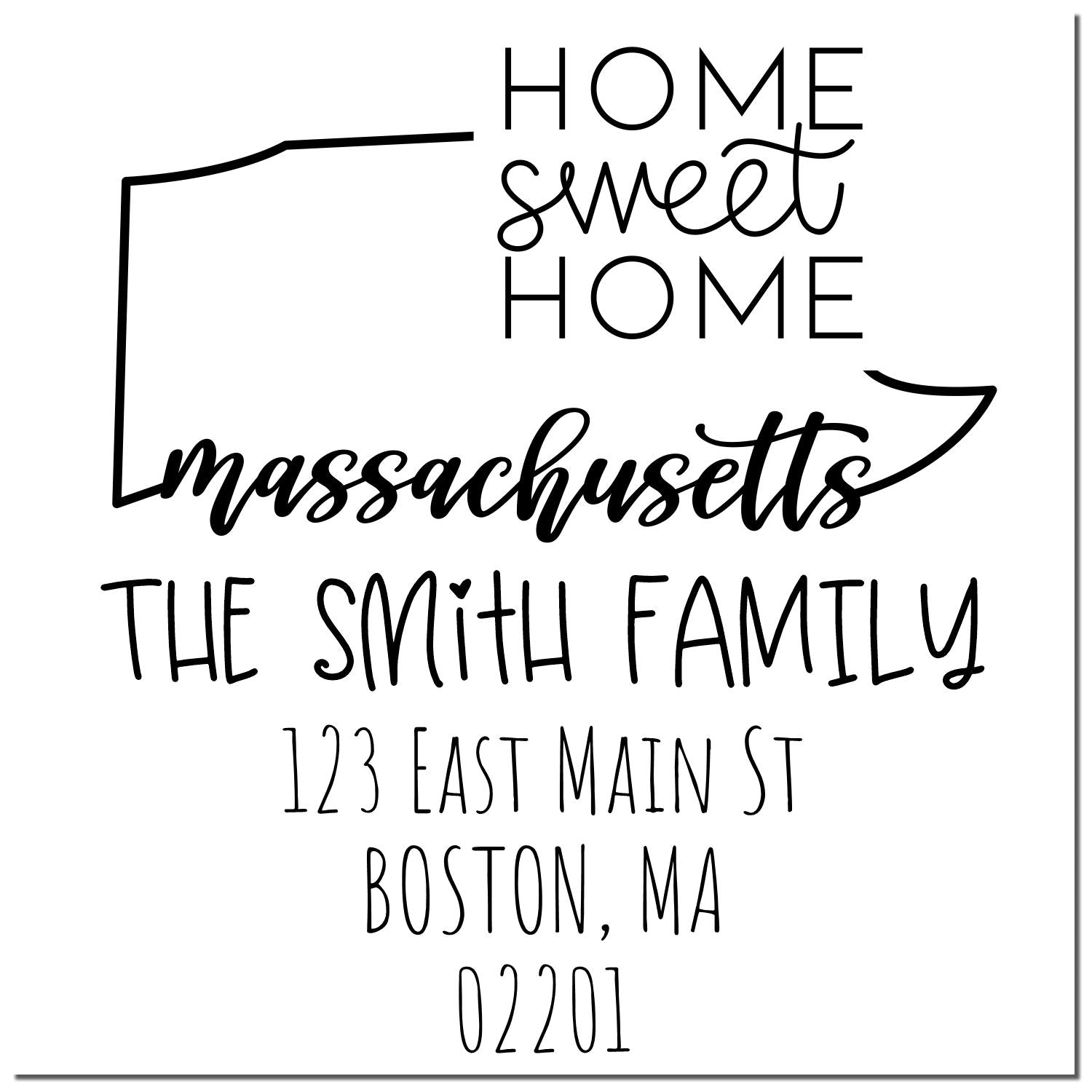 Self-Inking Massachusetts Home Sweet Home Customized Address Stamper